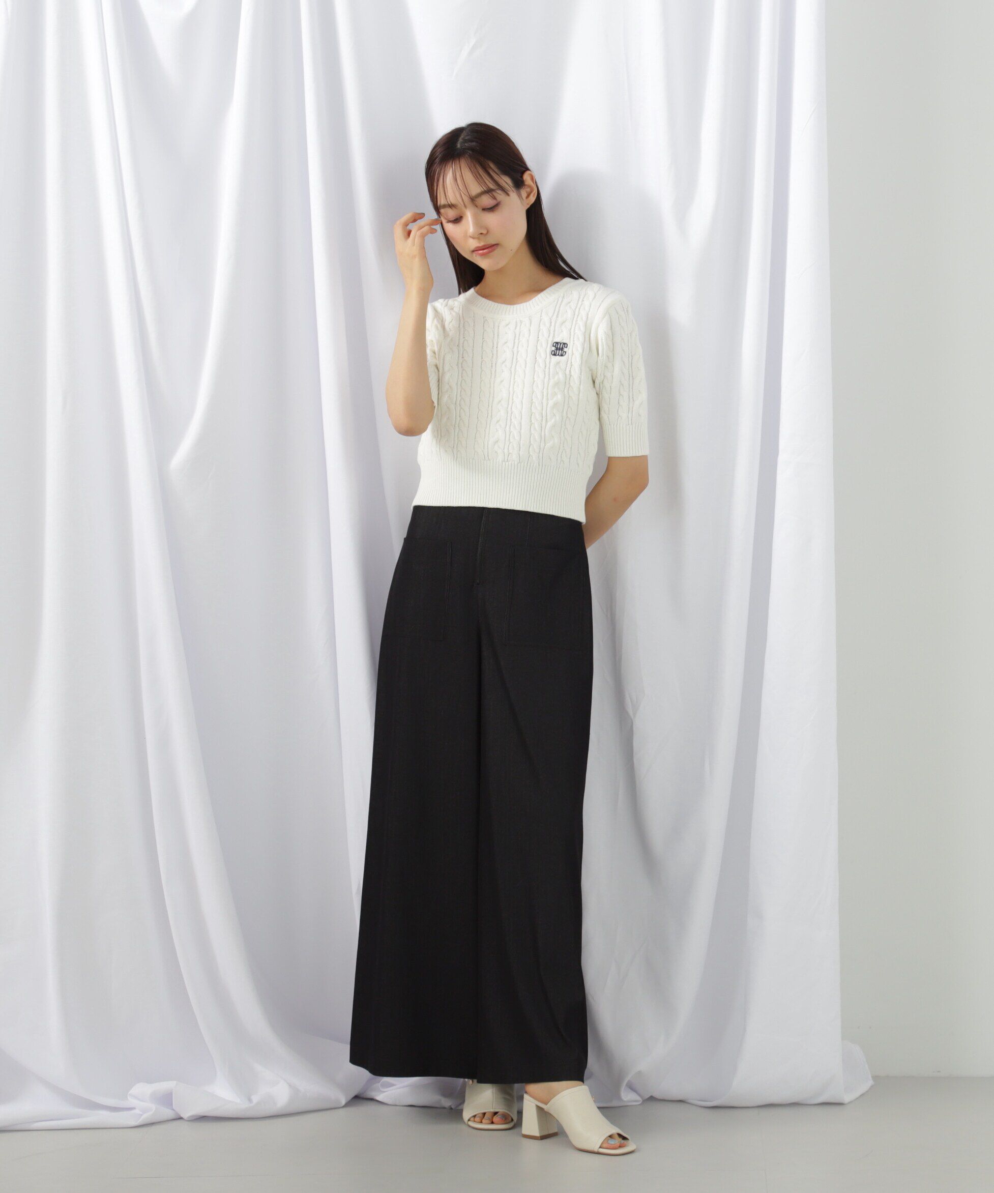  「フロントZIPワイドパンツ」|その他|