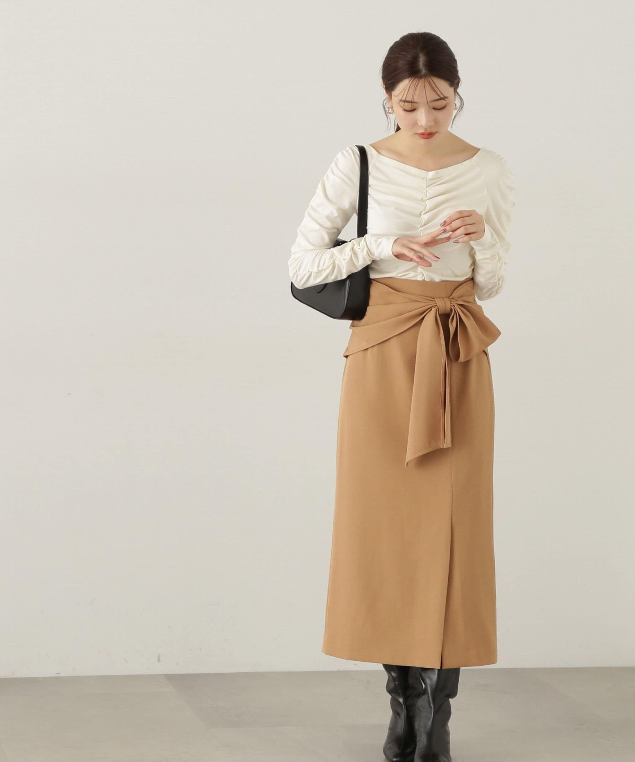 PROPORTION BODY DRESSING「ラップ風リボンタイトスカート　24AW」|スカート|