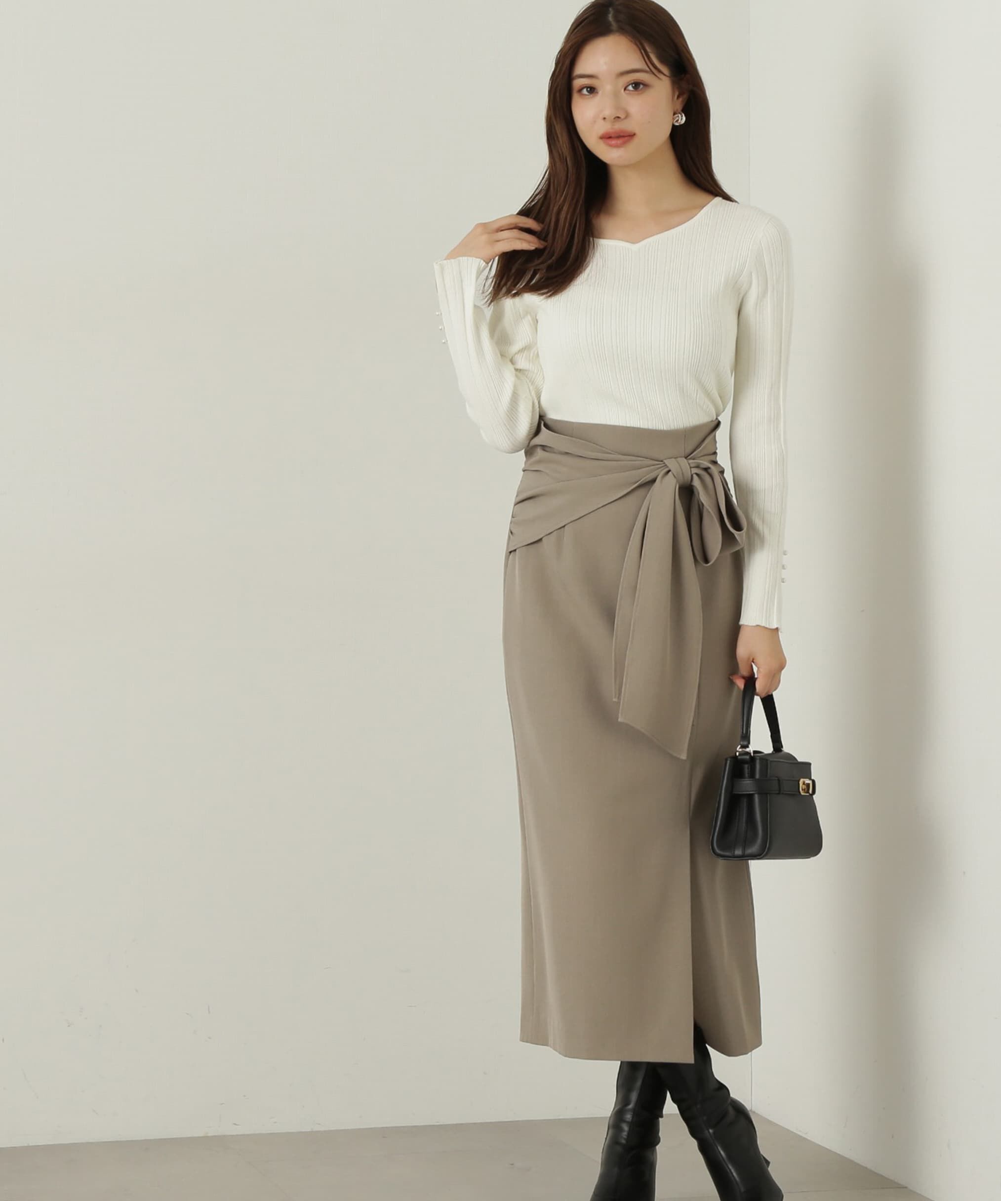 PROPORTION BODY DRESSING「ラップ風リボンタイトスカート　24AW」|スカート|