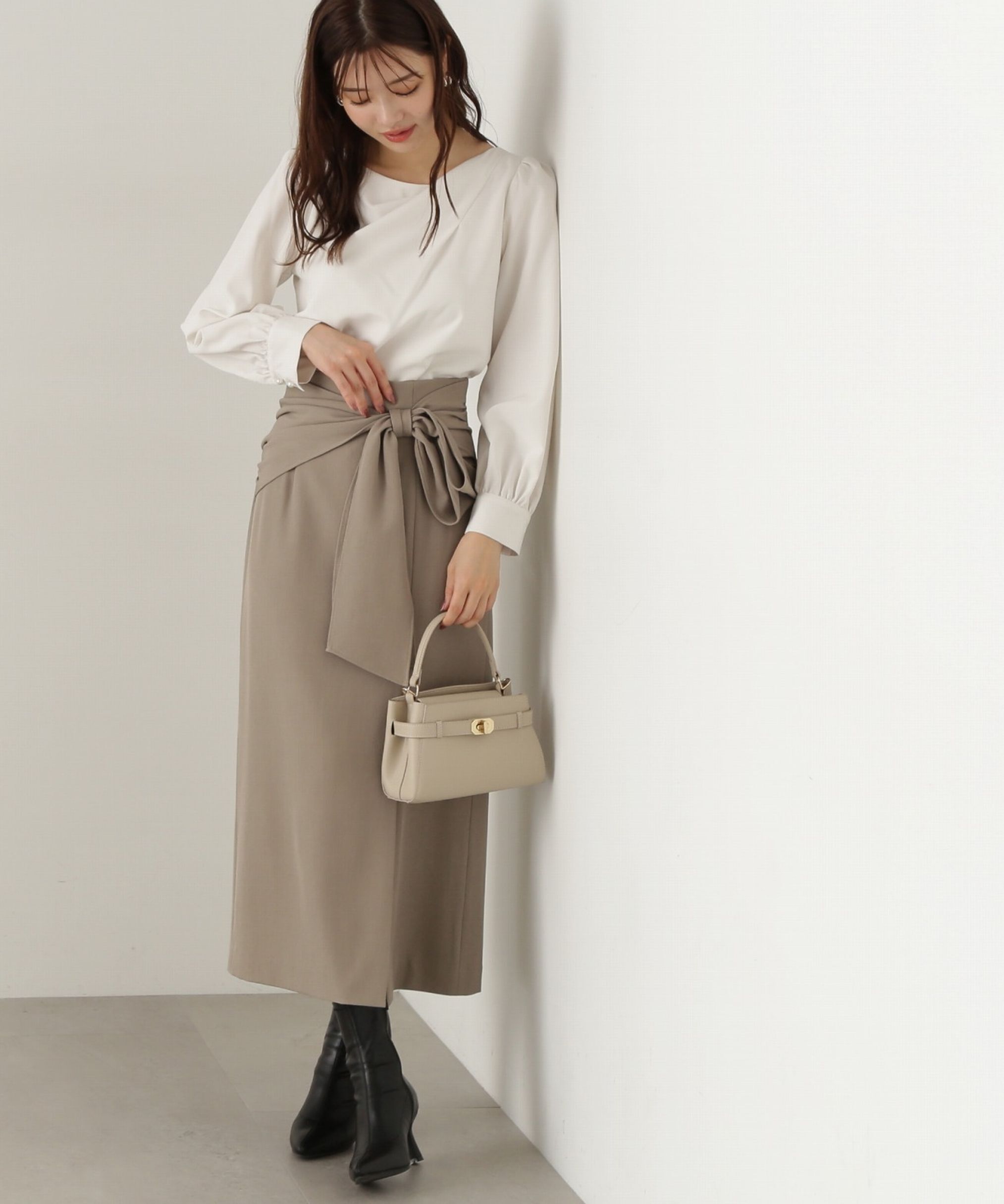 PROPORTION BODY DRESSING「ラップ風リボンタイトスカート　24AW」|スカート|