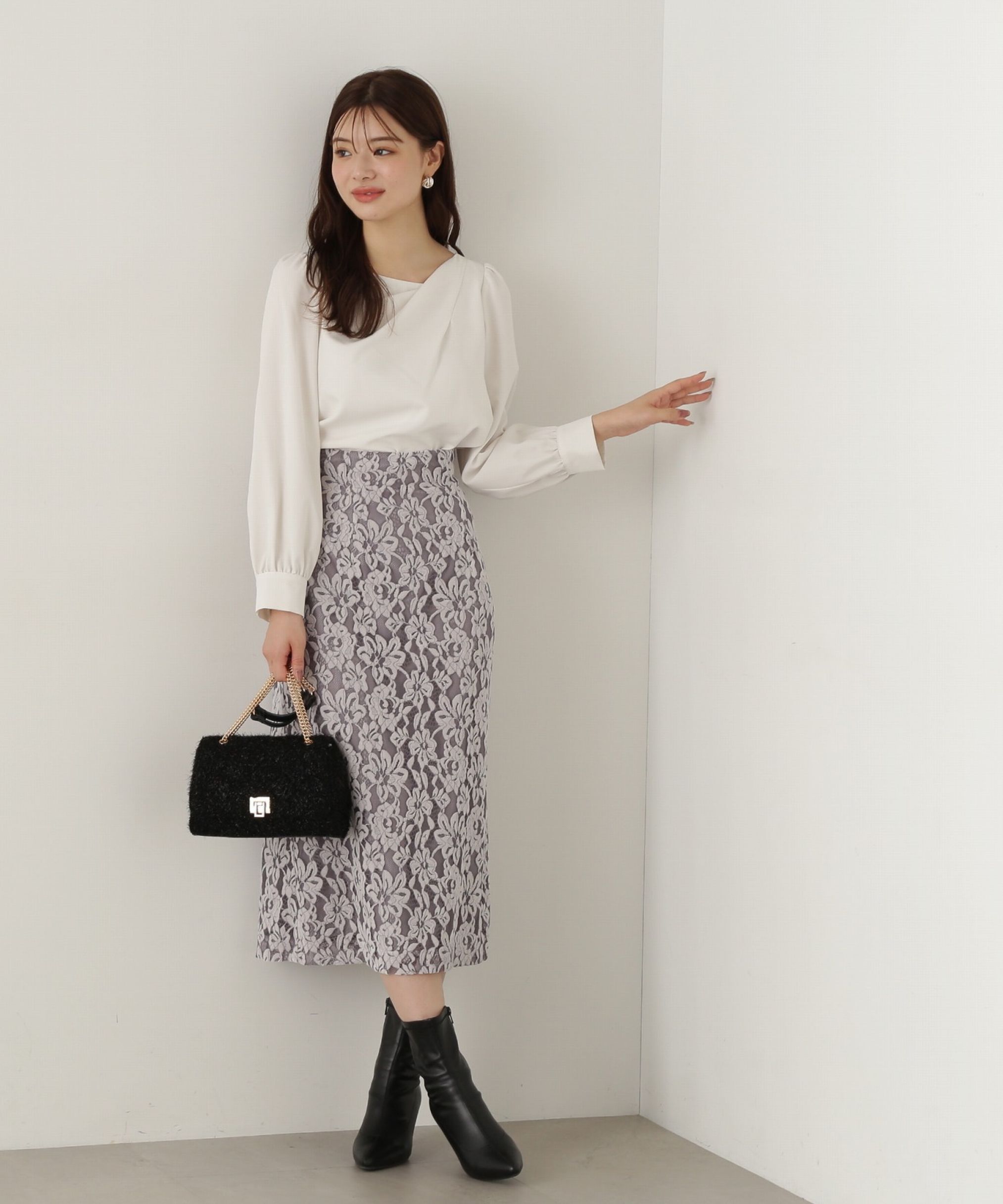PROPORTION BODY DRESSING「モールレースタイトスカート　24AW」|スカート|
