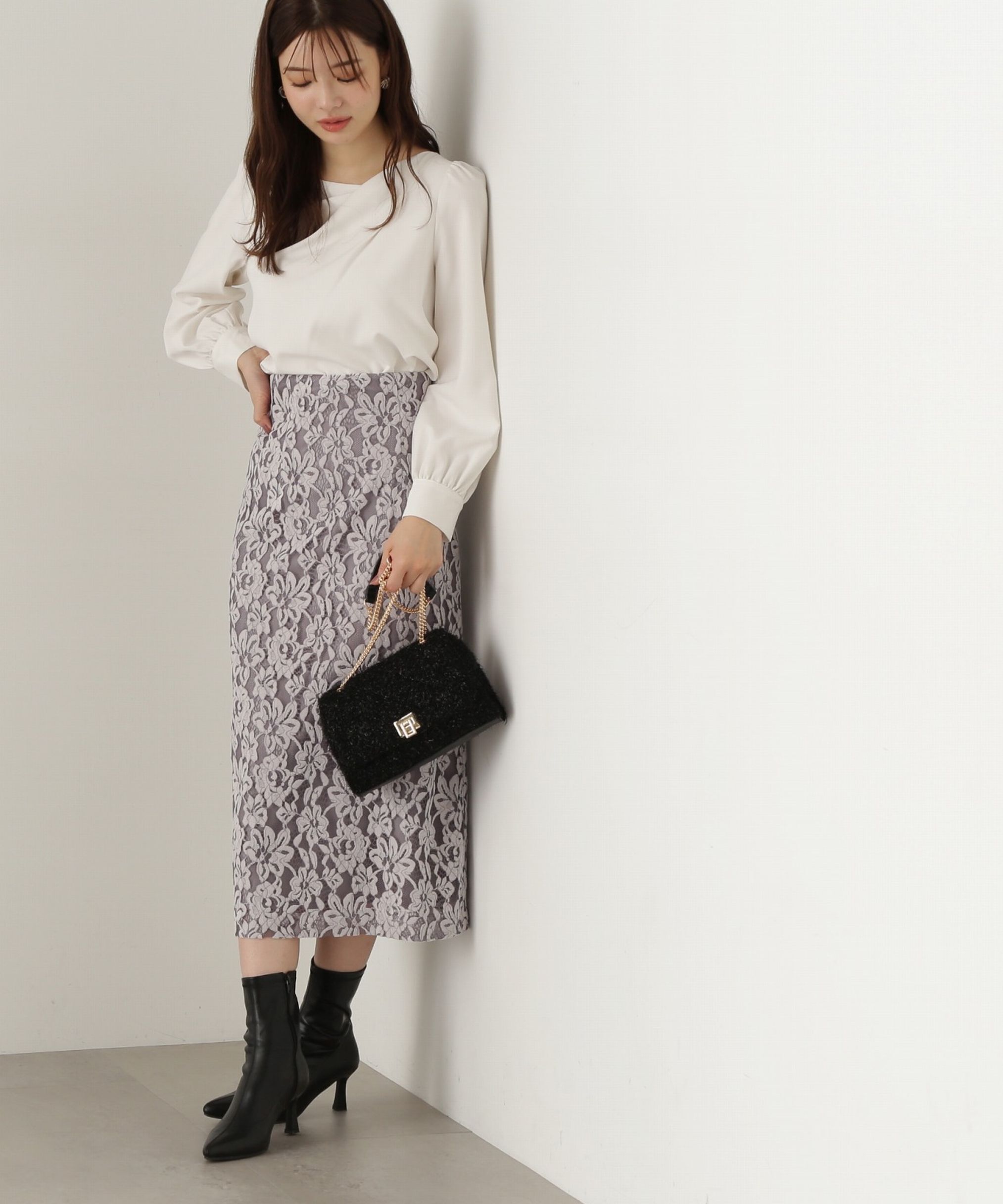 PROPORTION BODY DRESSING「モールレースタイトスカート　24AW」|スカート|