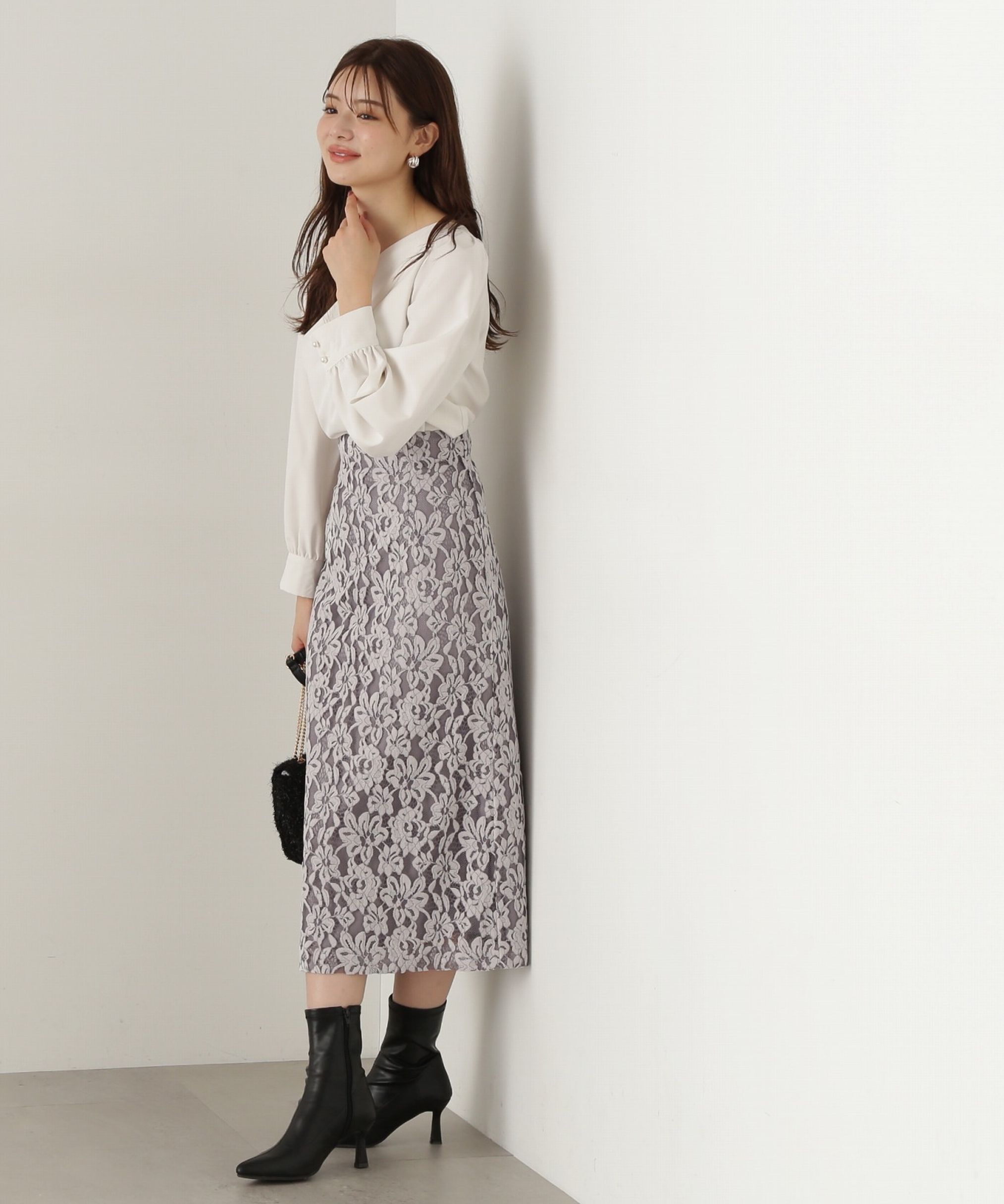 PROPORTION BODY DRESSING「モールレースタイトスカート　24AW」|スカート|