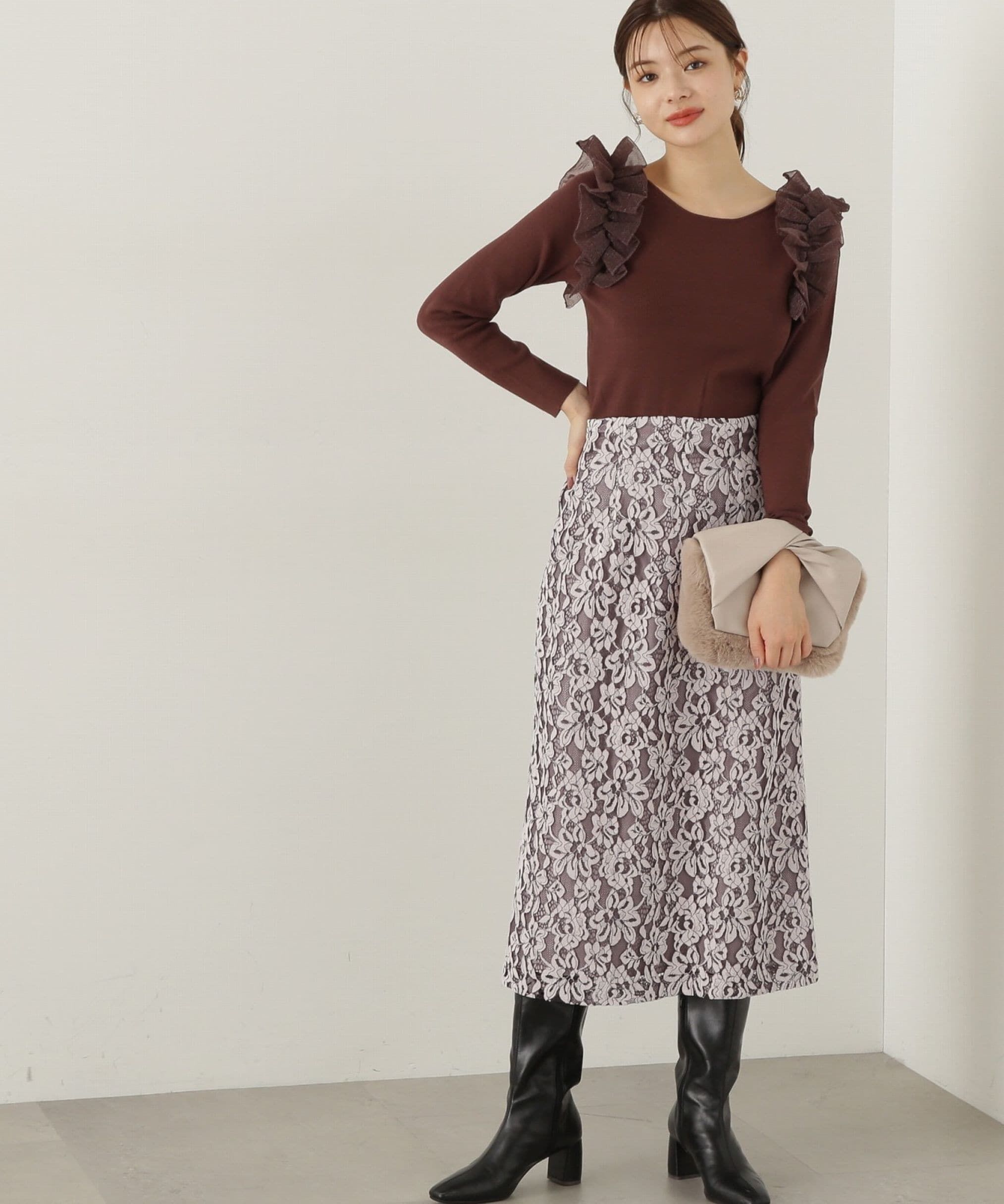 PROPORTION BODY DRESSING「モールレースタイトスカート　24AW」|スカート|