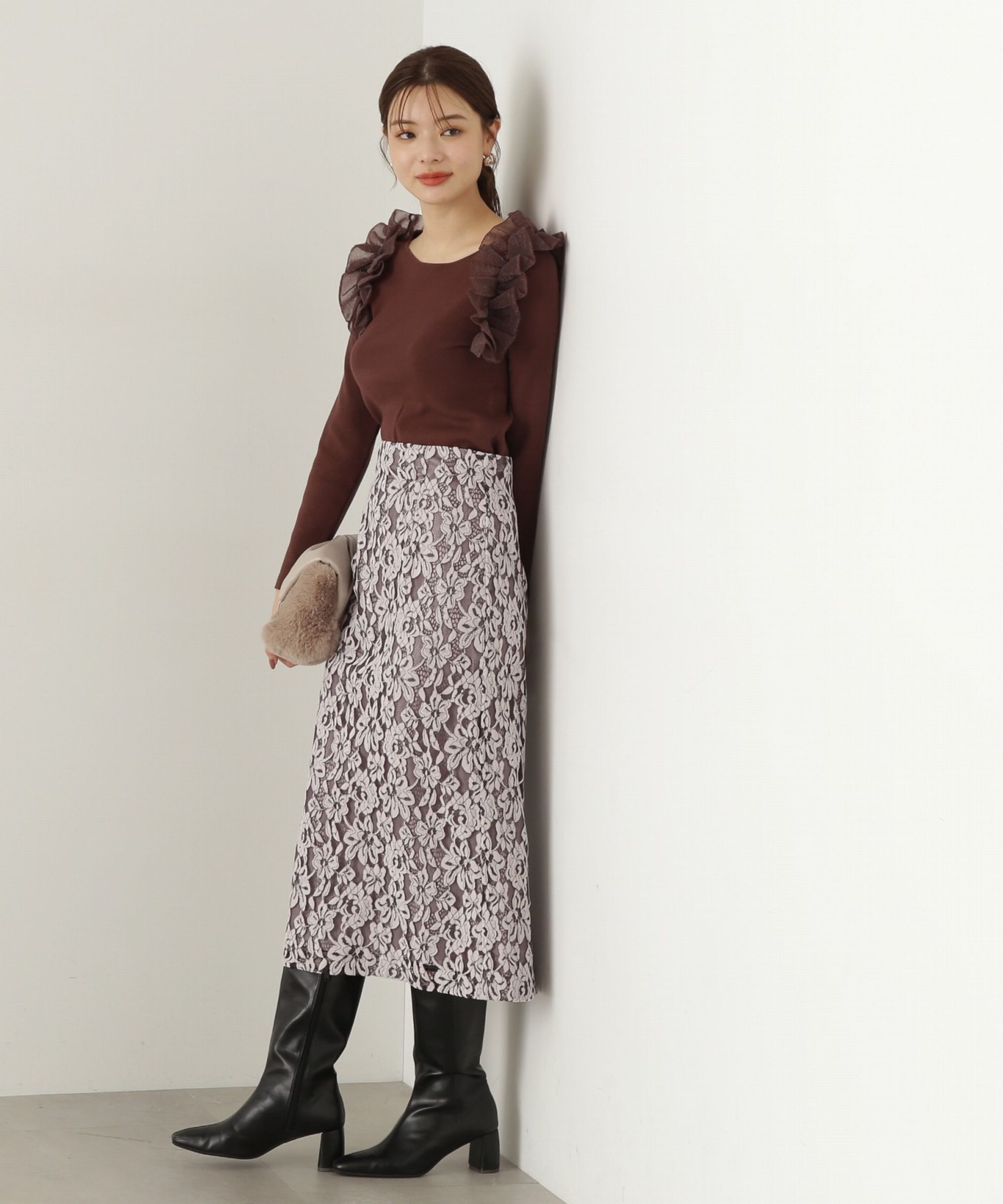 PROPORTION BODY DRESSING「モールレースタイトスカート　24AW」|スカート|