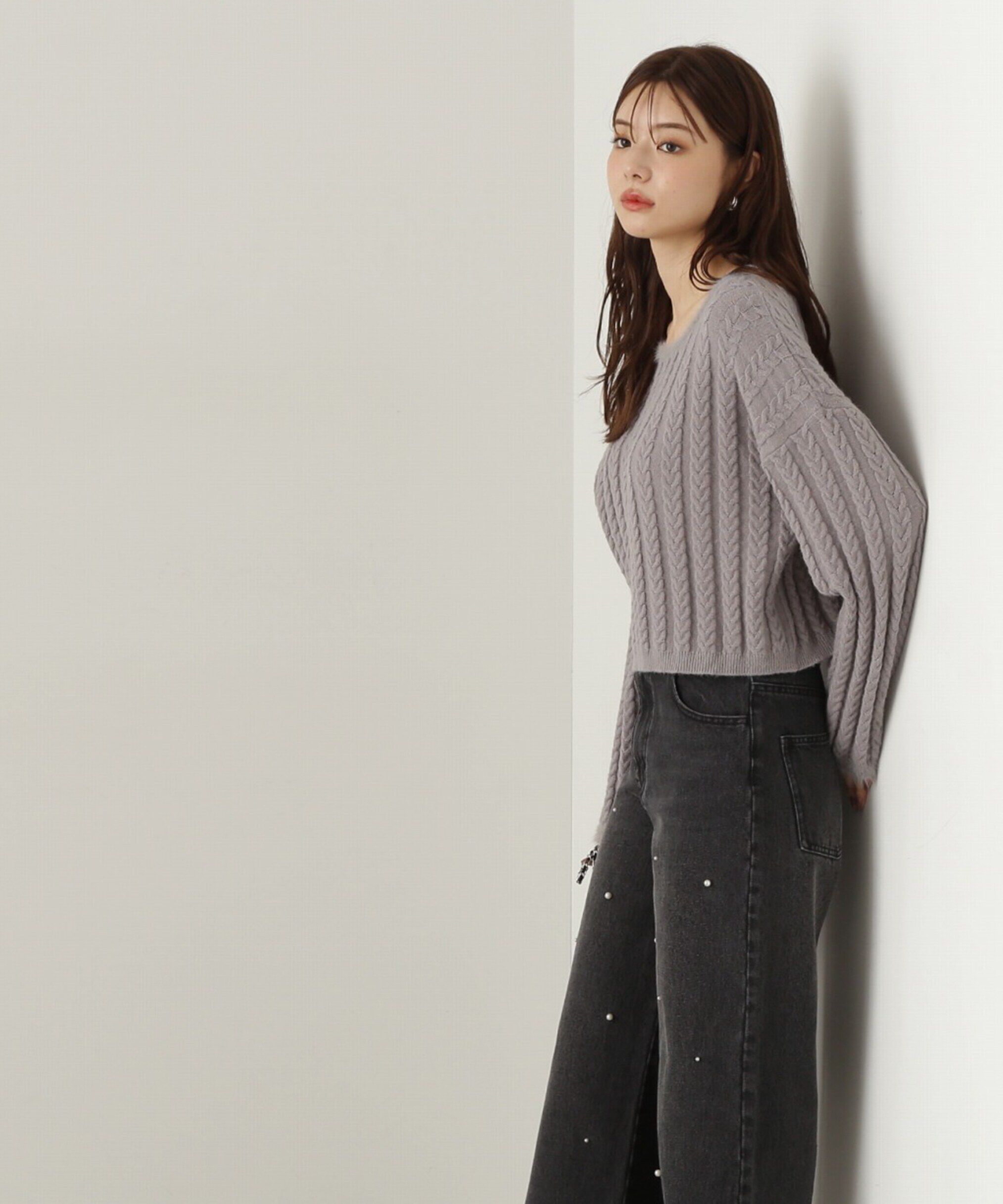 PROPORTION BODY DRESSING「短丈ケーブルニット　24AW」|ニット・セーター|