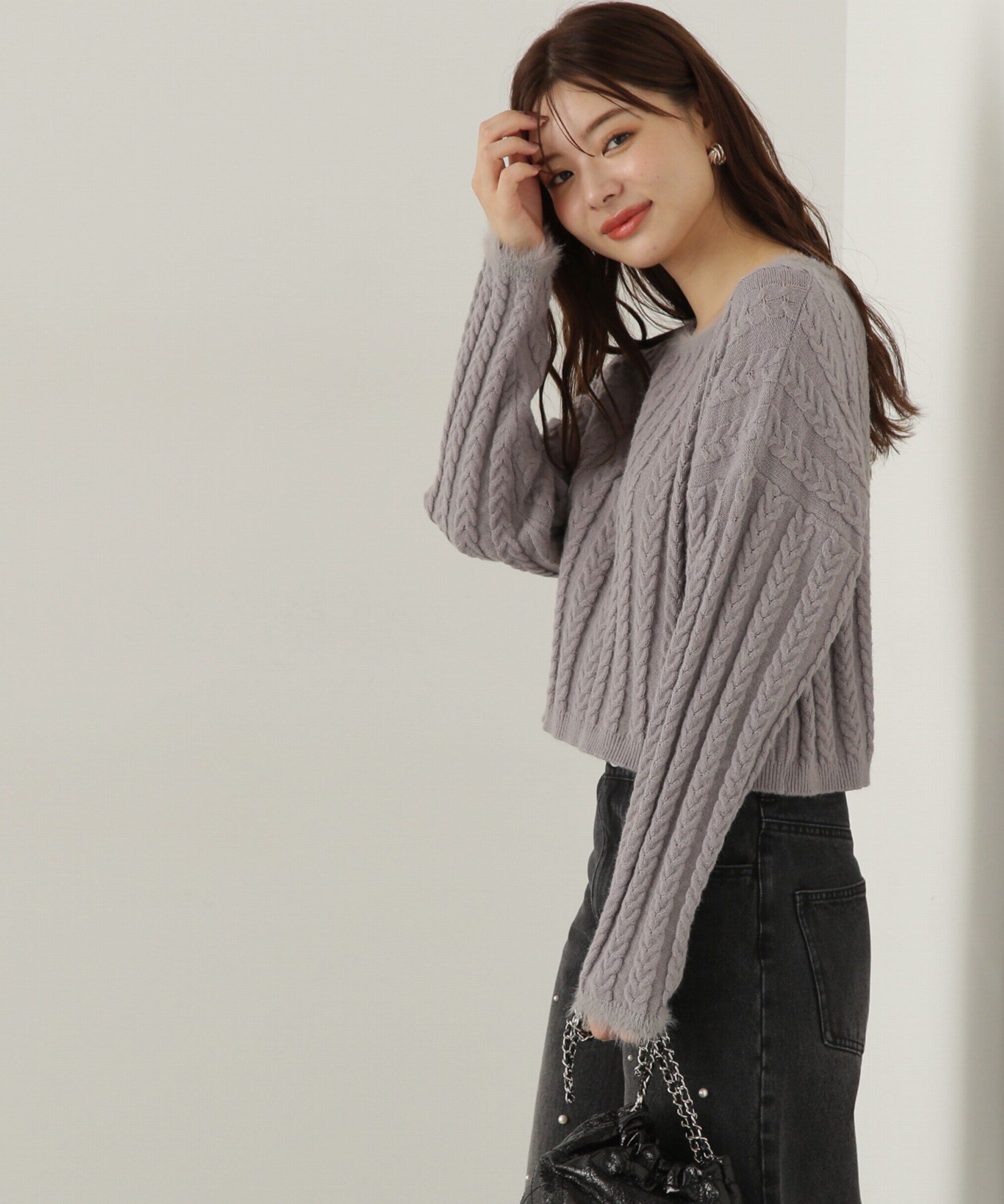 PROPORTION BODY DRESSING「短丈ケーブルニット　24AW」|ニット・セーター|