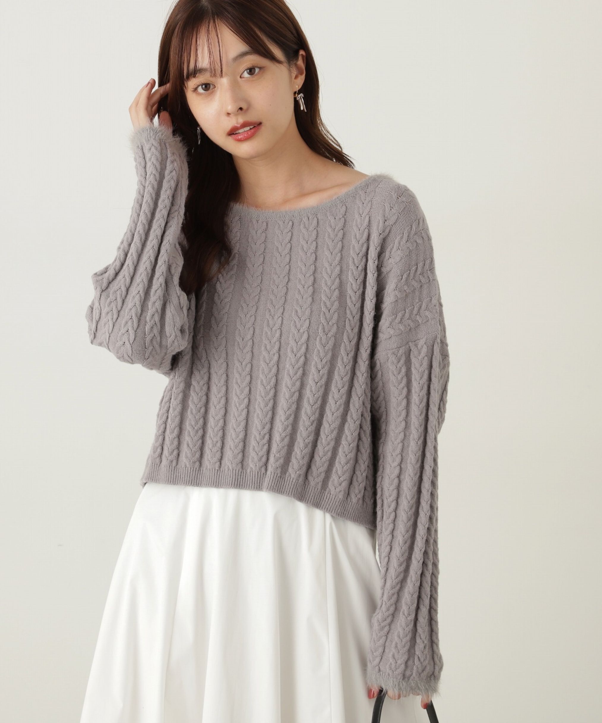 PROPORTION BODY DRESSING「短丈ケーブルニット　24AW」|ニット・セーター|