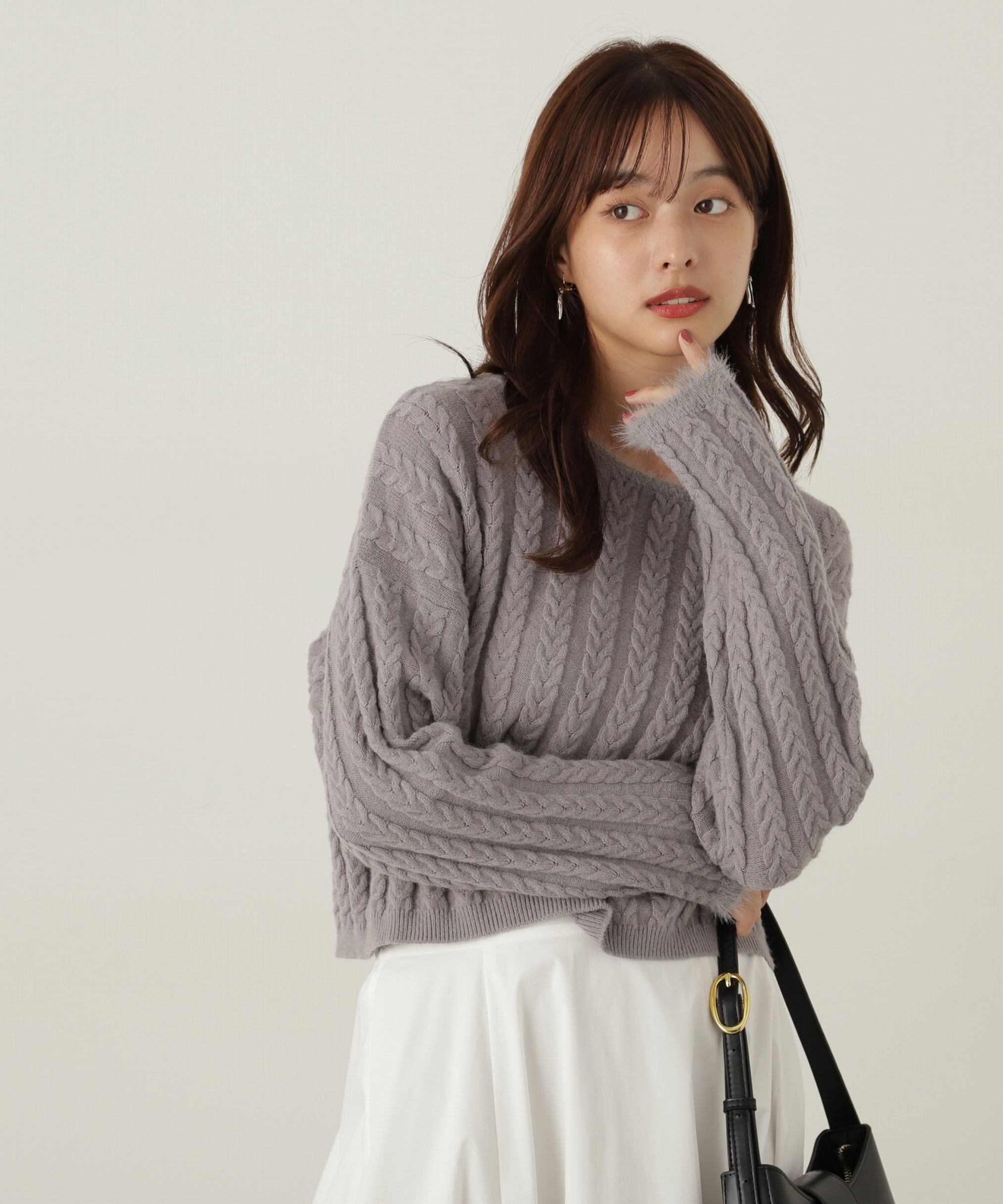 PROPORTION BODY DRESSING「短丈ケーブルニット　24AW」|ニット・セーター|