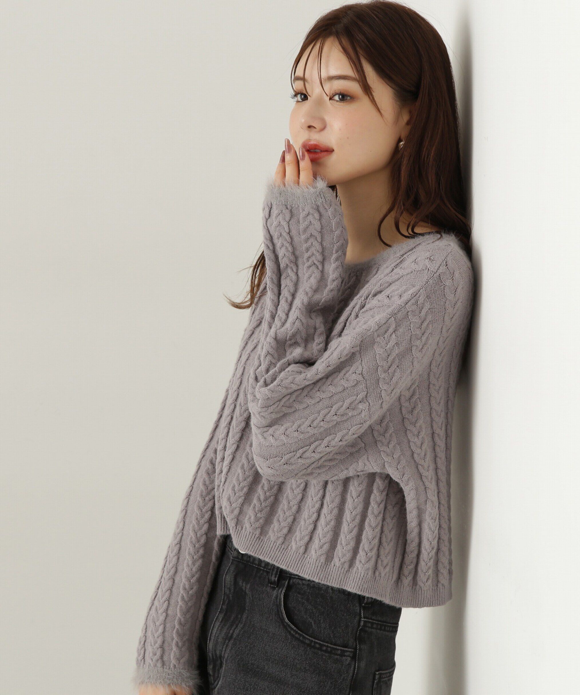 PROPORTION BODY DRESSING「短丈ケーブルニット　24AW」|ニット・セーター|