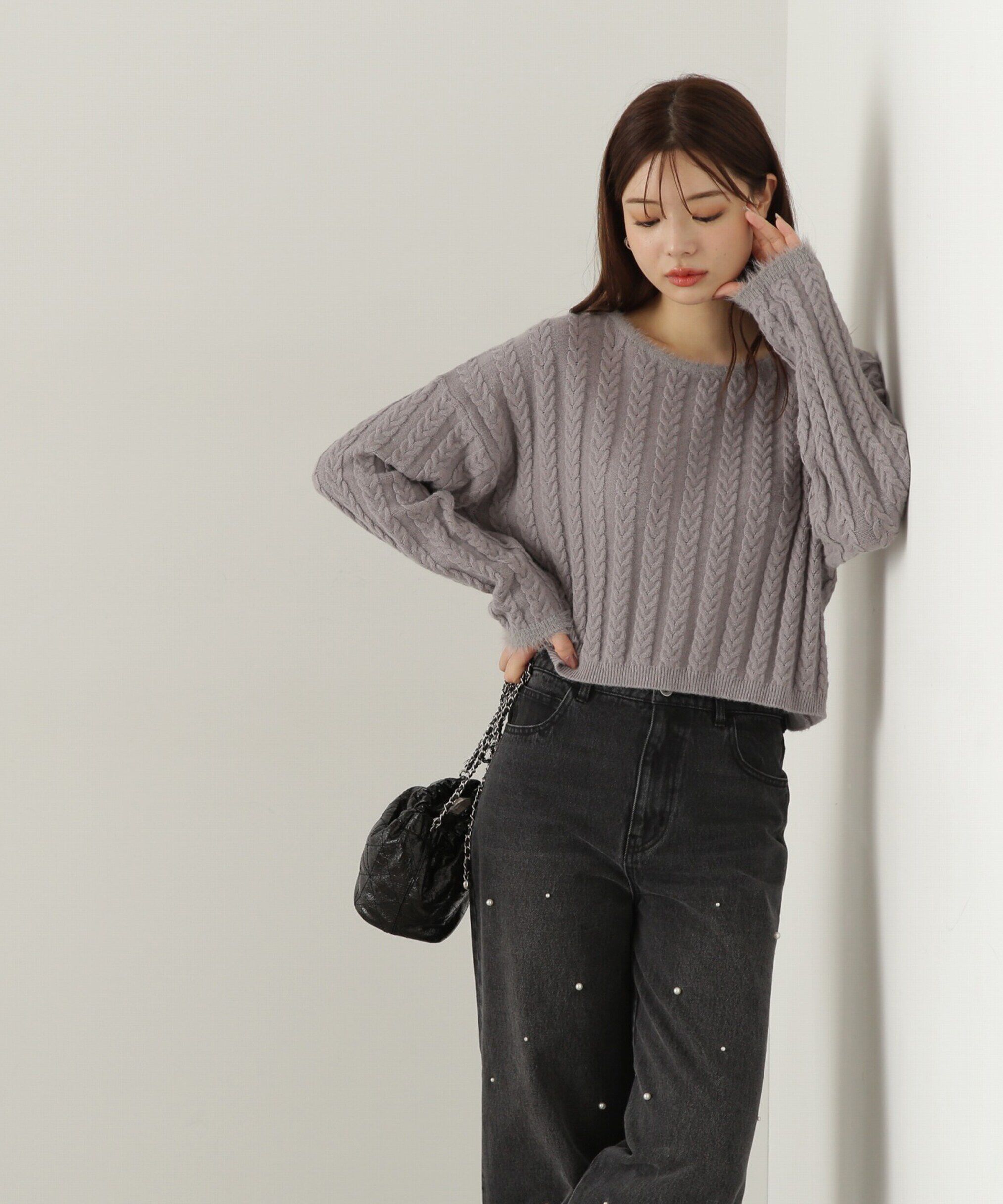 PROPORTION BODY DRESSING「短丈ケーブルニット　24AW」|ニット・セーター|