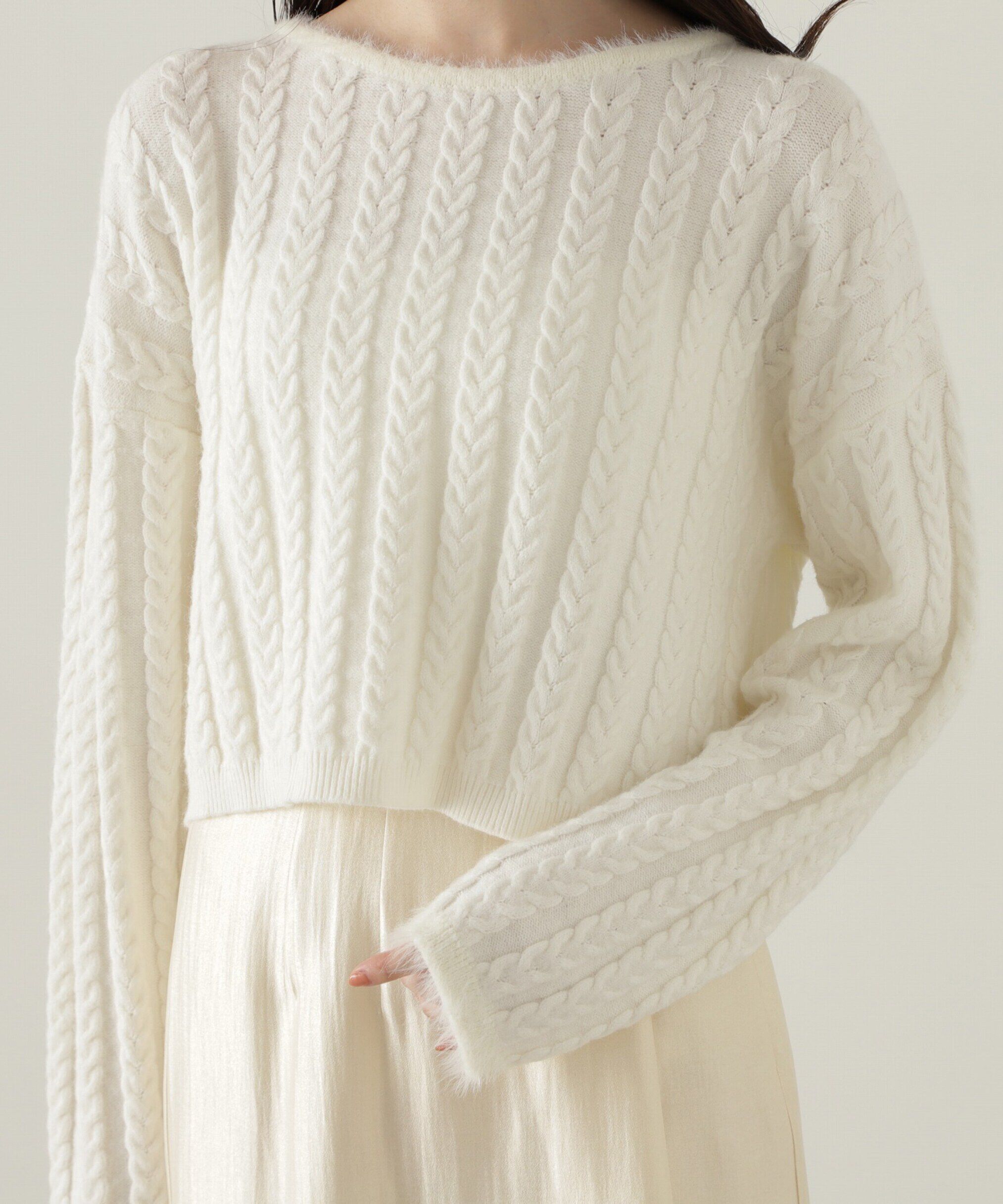 PROPORTION BODY DRESSING「短丈ケーブルニット　24AW」|ニット・セーター|