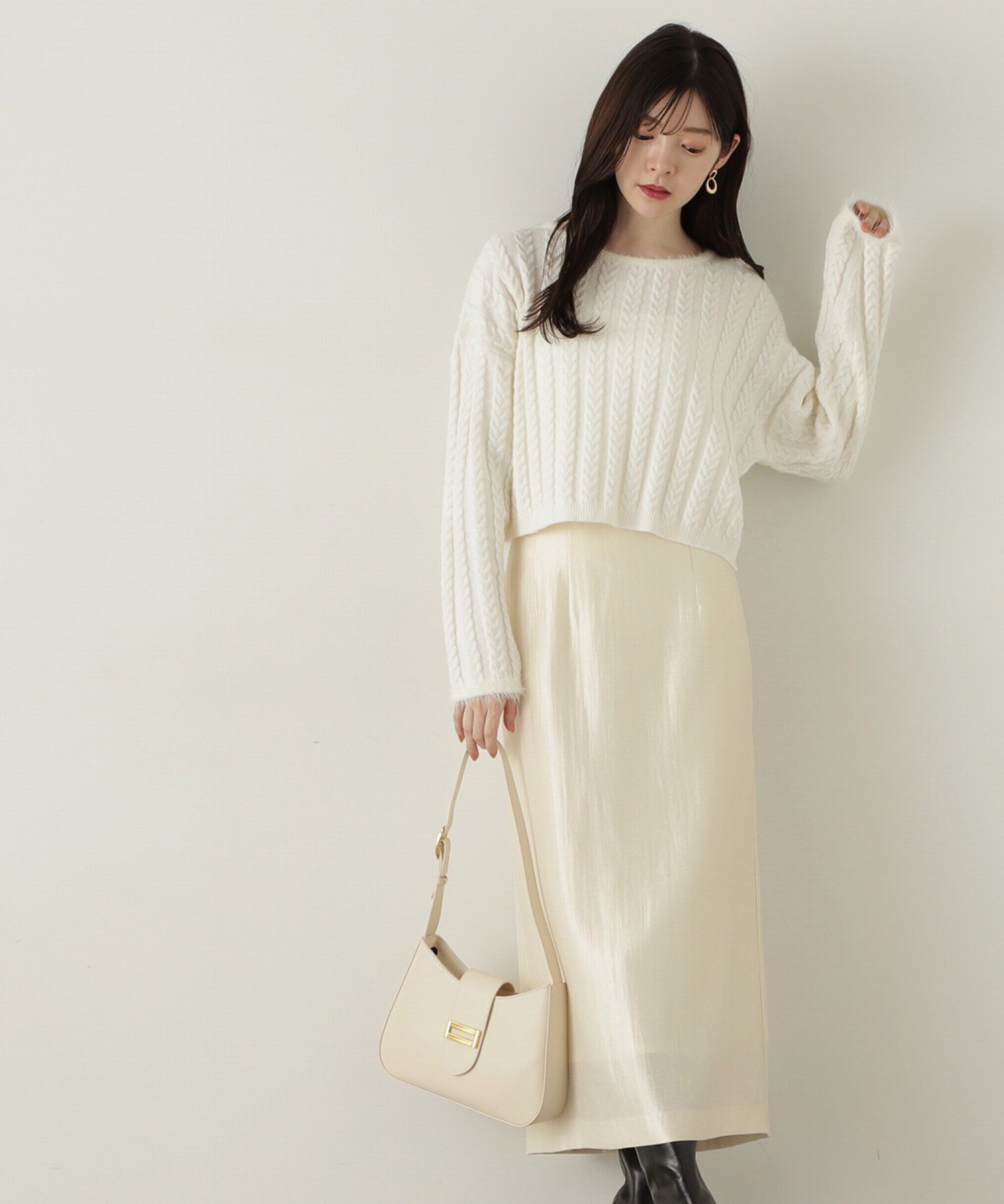 PROPORTION BODY DRESSING「短丈ケーブルニット　24AW」|ニット・セーター|