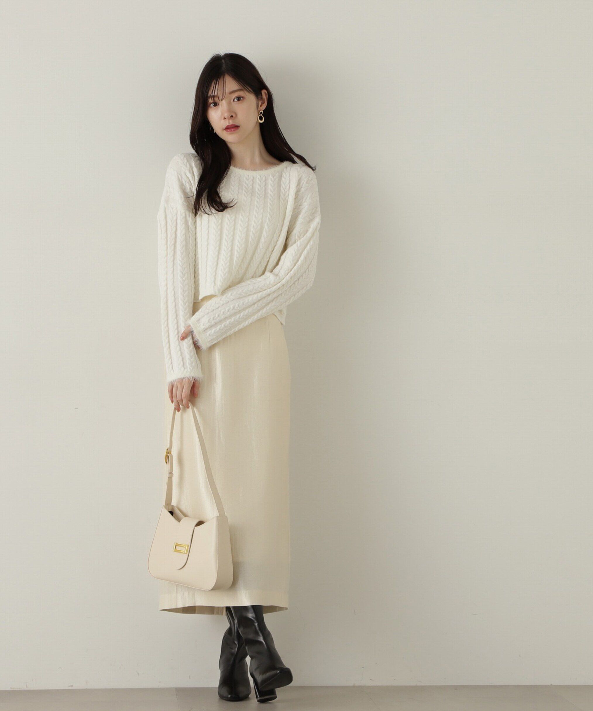 PROPORTION BODY DRESSING「短丈ケーブルニット　24AW」|ニット・セーター|