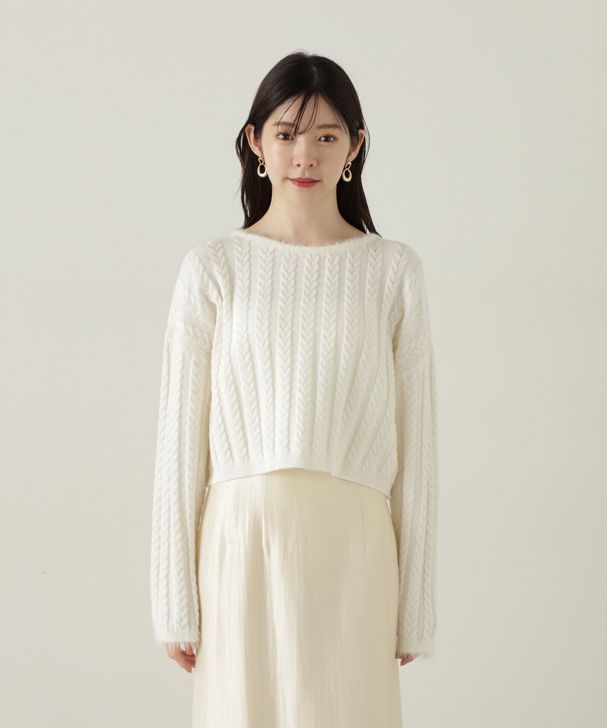 PROPORTION BODY DRESSING「短丈ケーブルニット　24AW」|ニット・セーター|