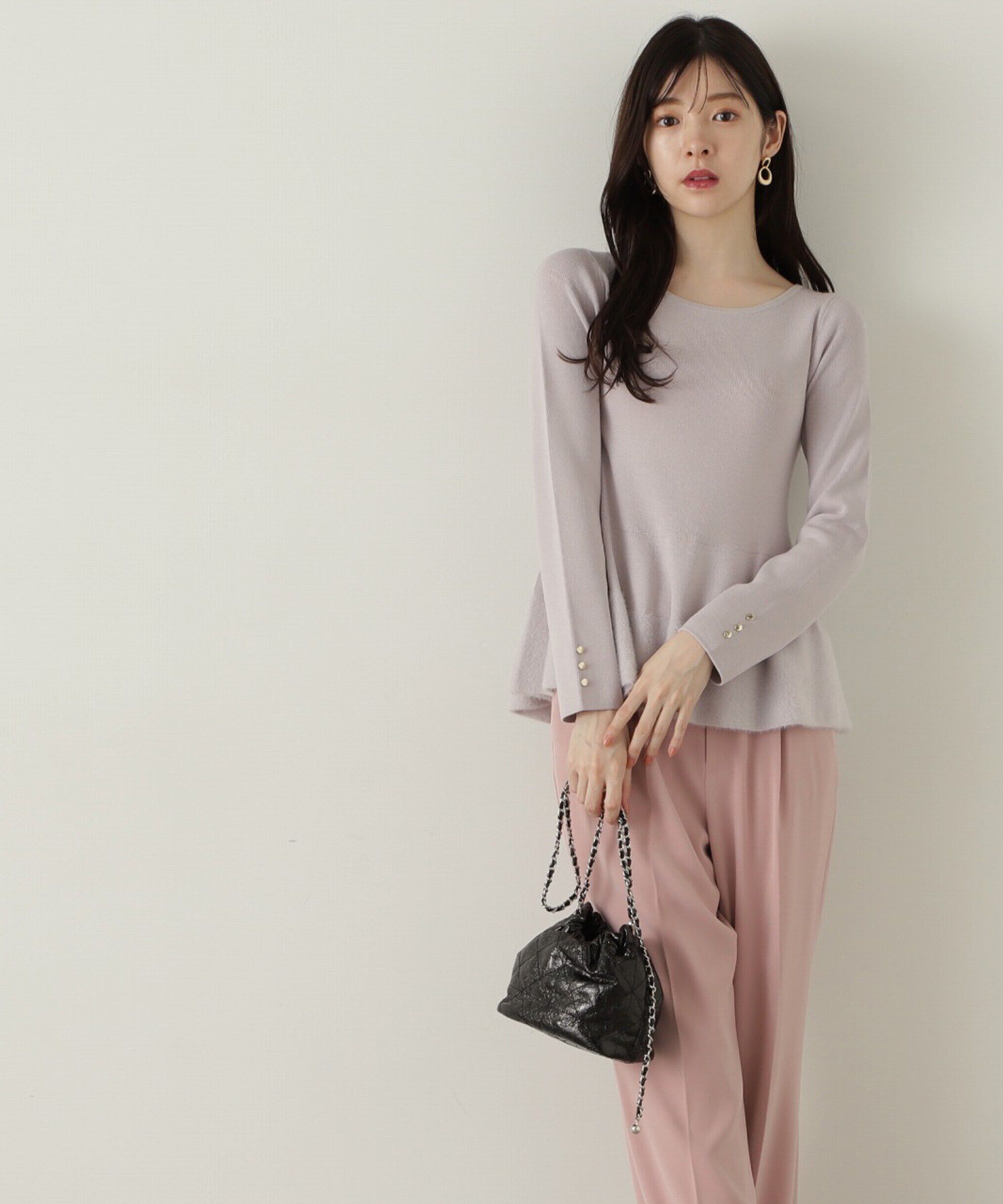 PROPORTION BODY DRESSING「フェザーペプラムニット　24AW」|ニット・セーター|グレー