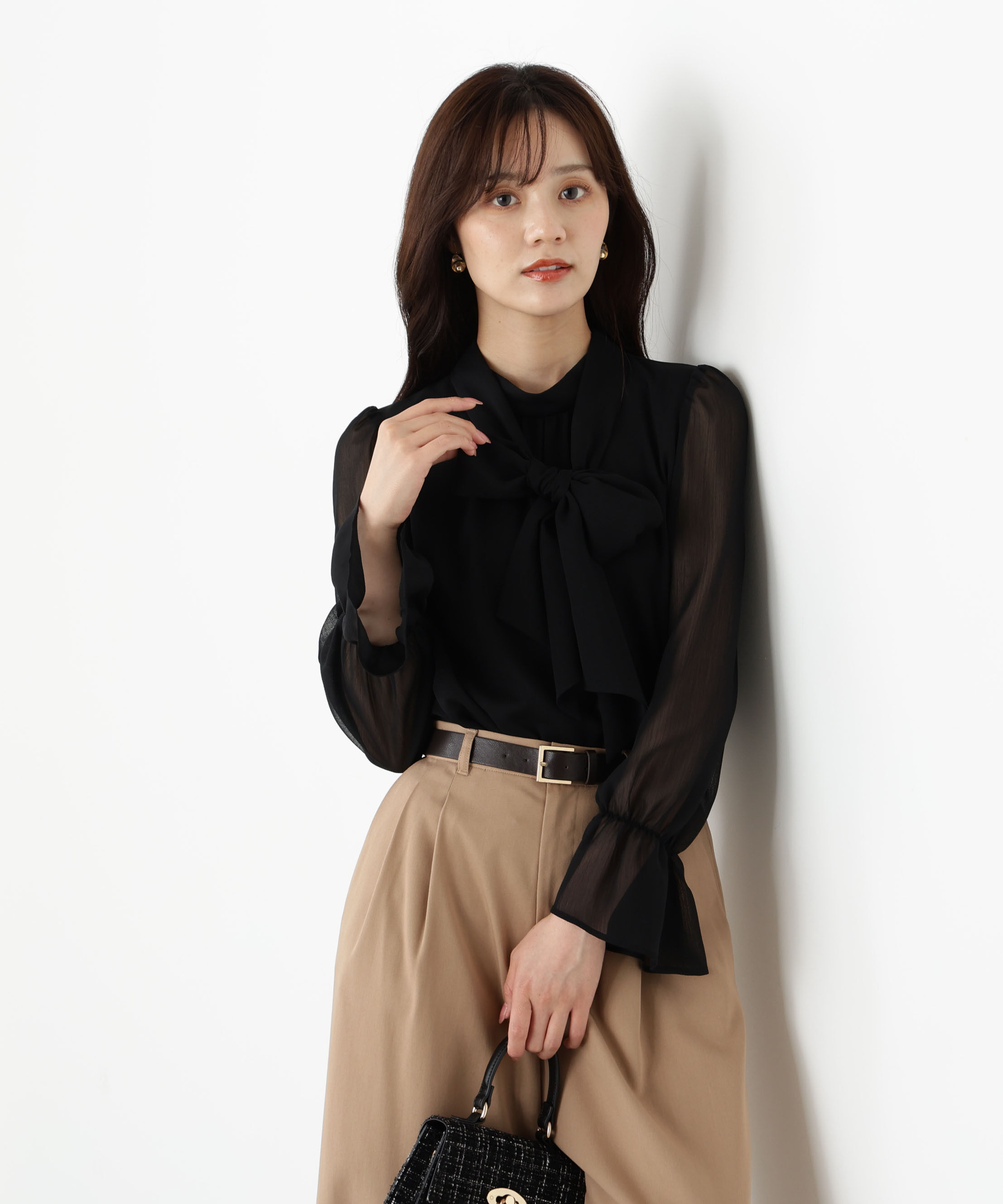 PROPORTION BODY DRESSING「＜ウォッシャブル＞ビッグリボン楊柳ブラウス 25AW」|シャツ・ブラウス|