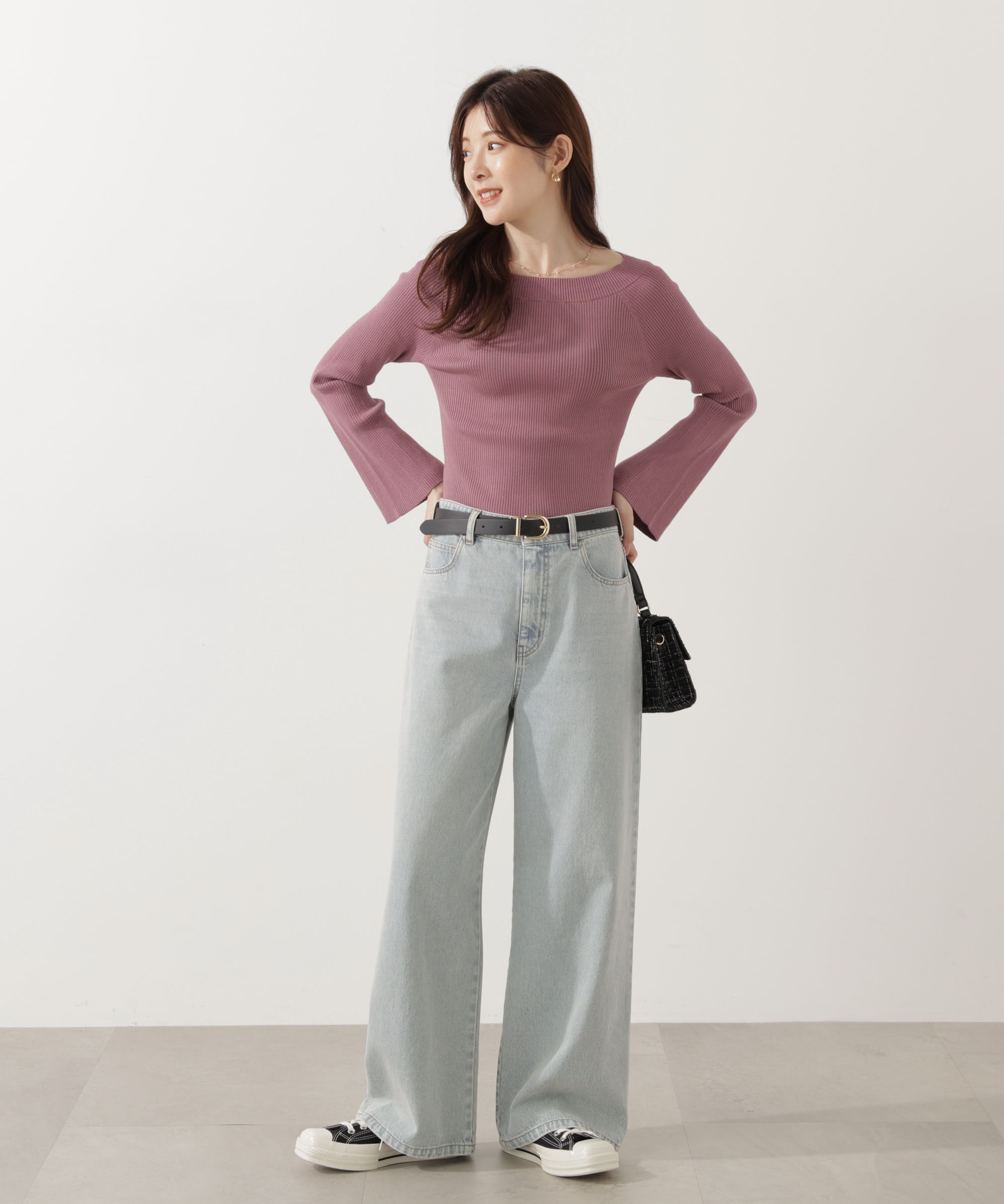 PROPORTION BODY DRESSING「＜ウォッシャブル＞フレアスリーブオフショルニット」|ニット・セーター|