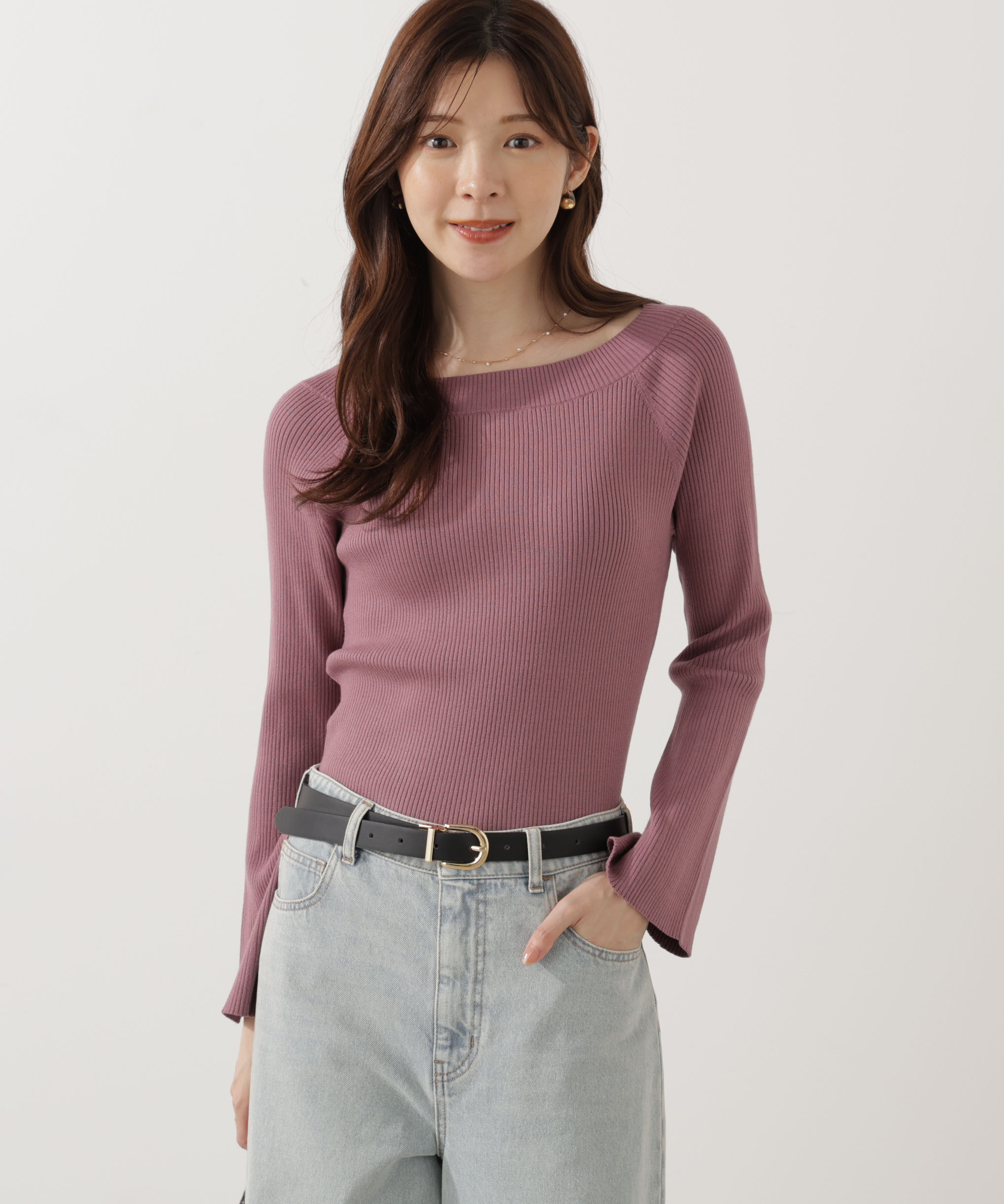 PROPORTION BODY DRESSING「＜ウォッシャブル＞フレアスリーブオフショルニット」|ニット・セーター|