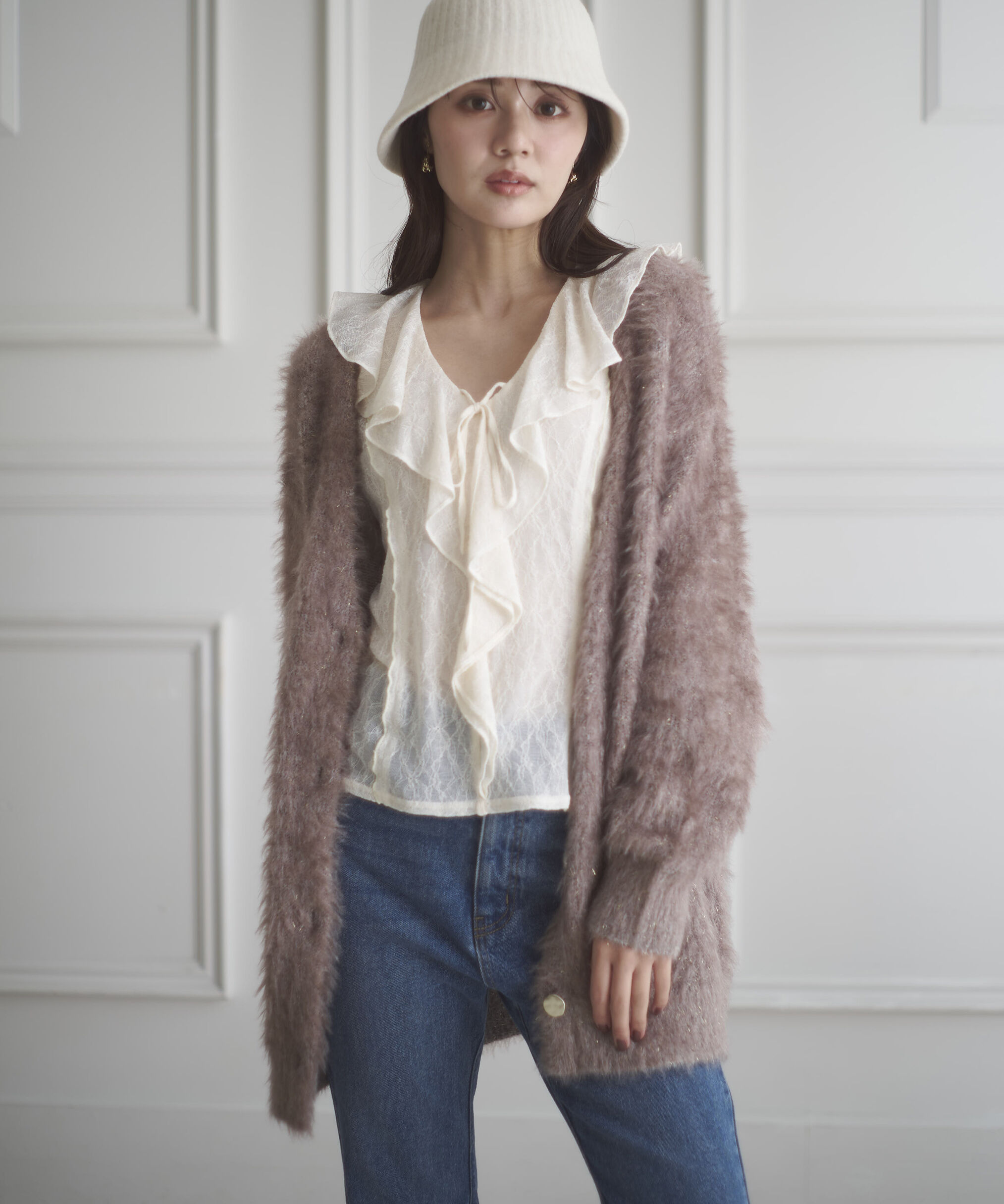 PROPORTION BODY DRESSING「キャットBIGカーディガン 25AW」|カーディガン|ブラウン