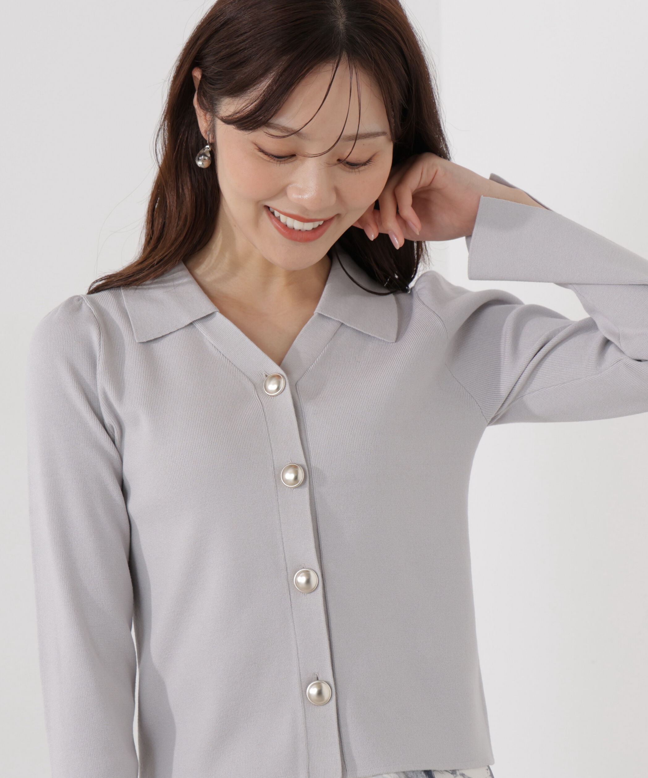 PROPORTION BODY DRESSING「＜ウォッシャブル/UV＞衿付き総針ニット」|ニット・セーター|グレー