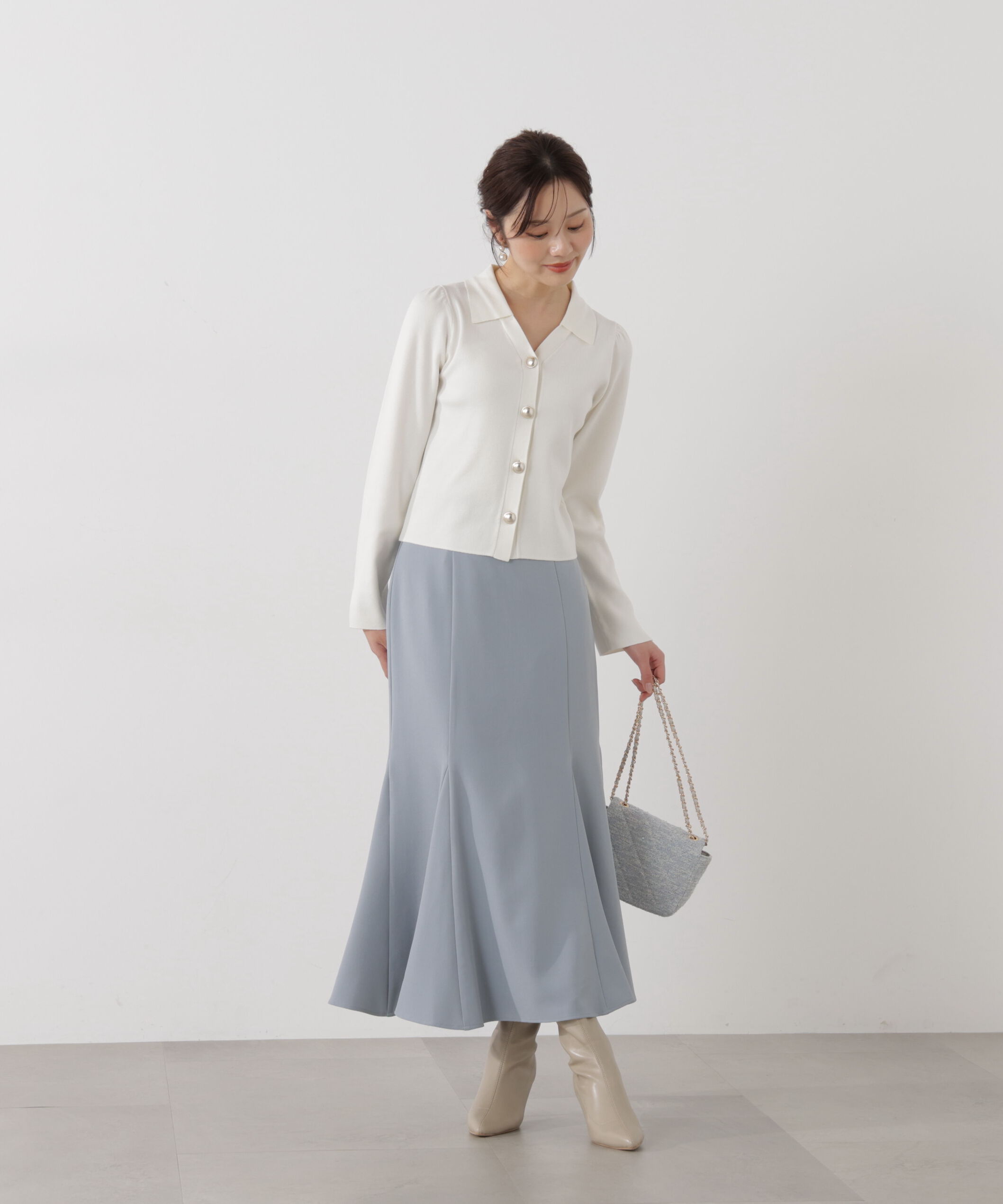 PROPORTION BODY DRESSING「＜ウォッシャブル/UV＞衿付き総針ニット」|ニット・セーター|