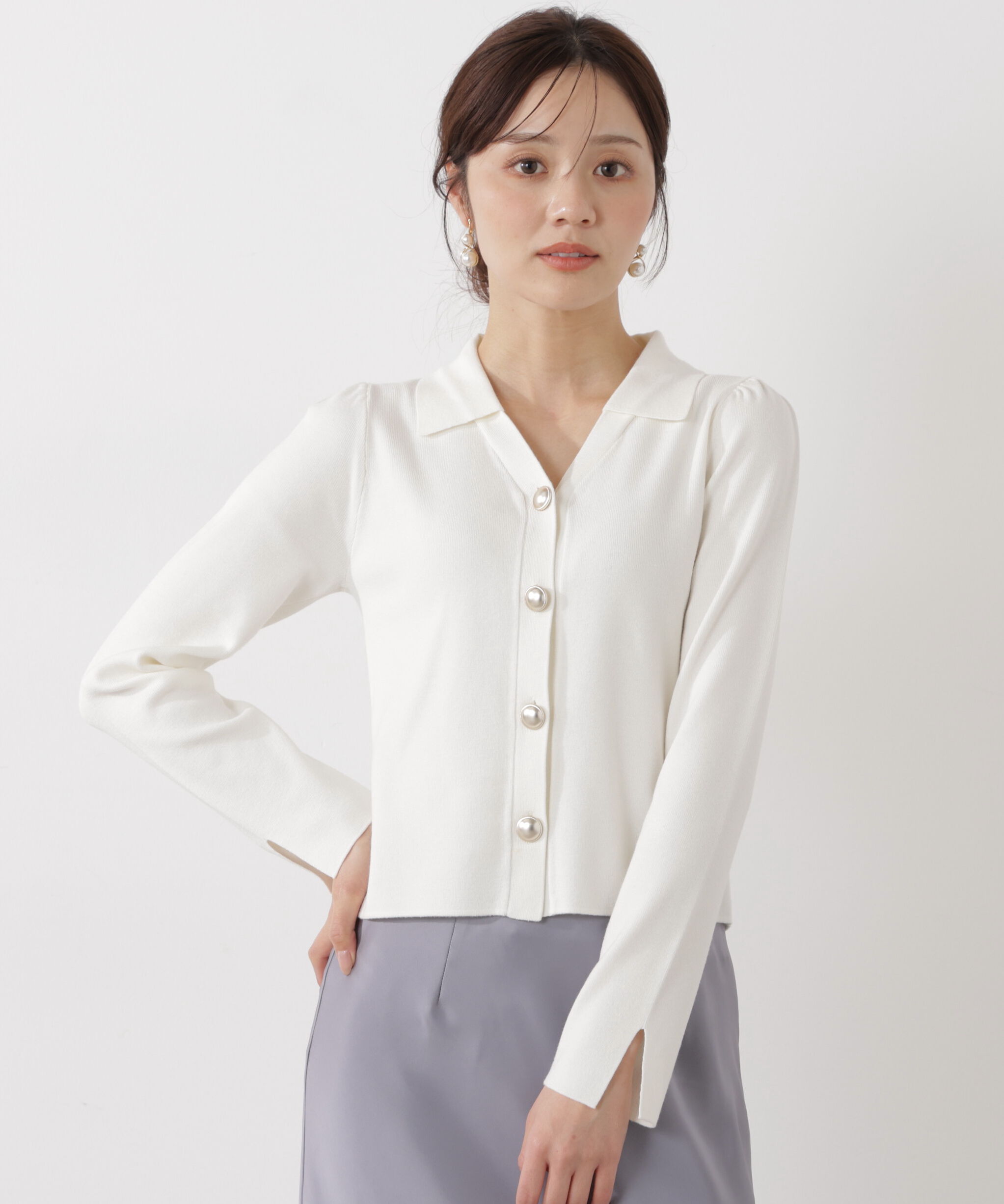 PROPORTION BODY DRESSING「＜ウォッシャブル/UV＞衿付き総針ニット」|ニット・セーター|