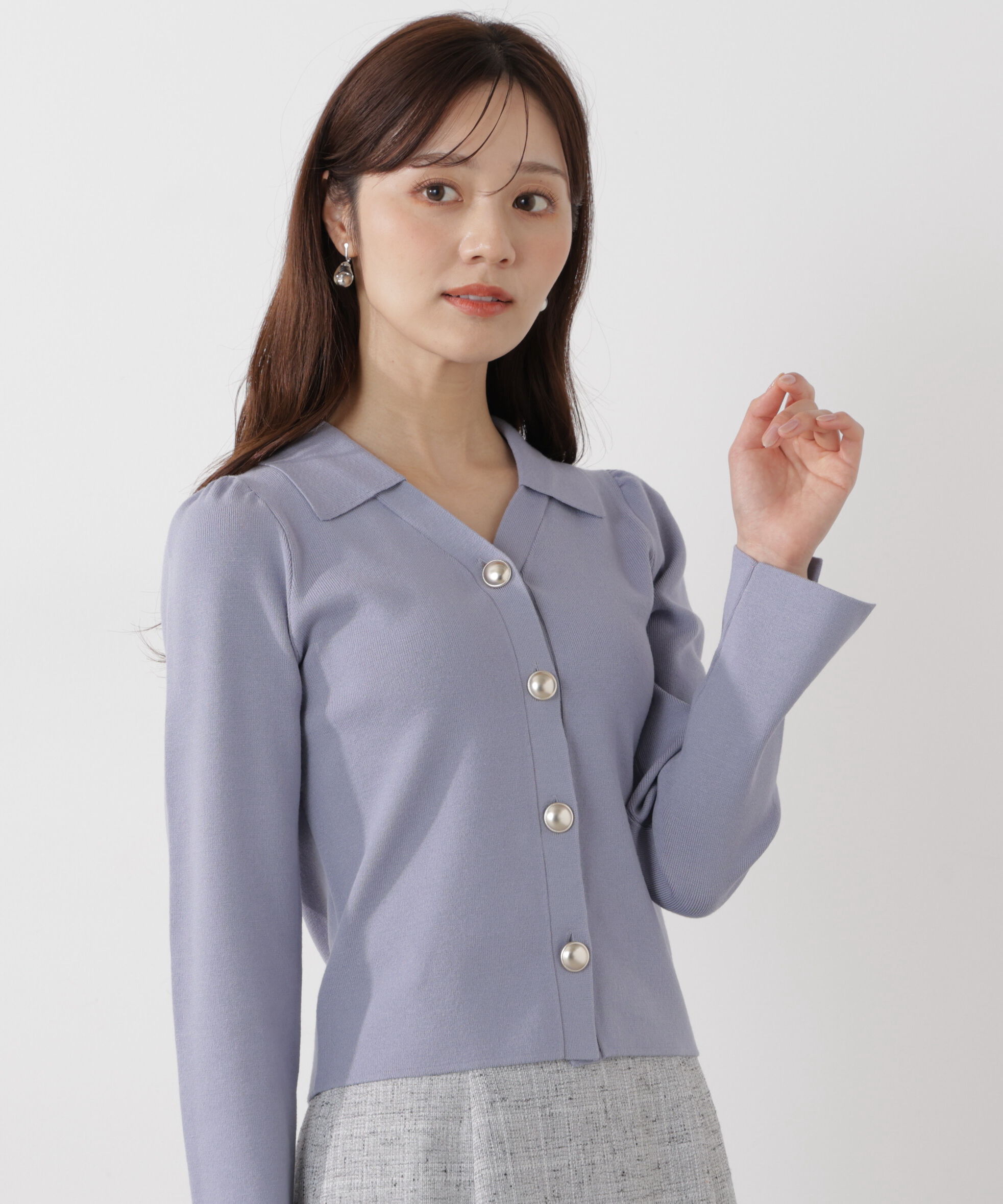 PROPORTION BODY DRESSING「＜ウォッシャブル/UV＞衿付き総針ニット」|ニット・セーター|ブルー