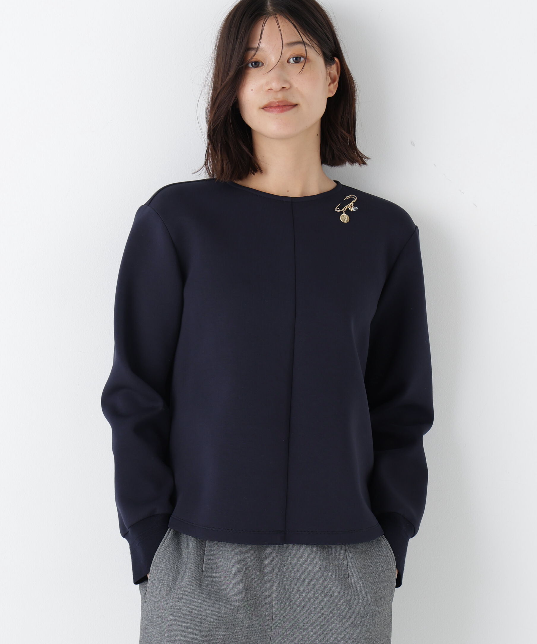  「◆ダンボールクルーネックプルオーバー」|シャツ・ブラウス|ネイビー