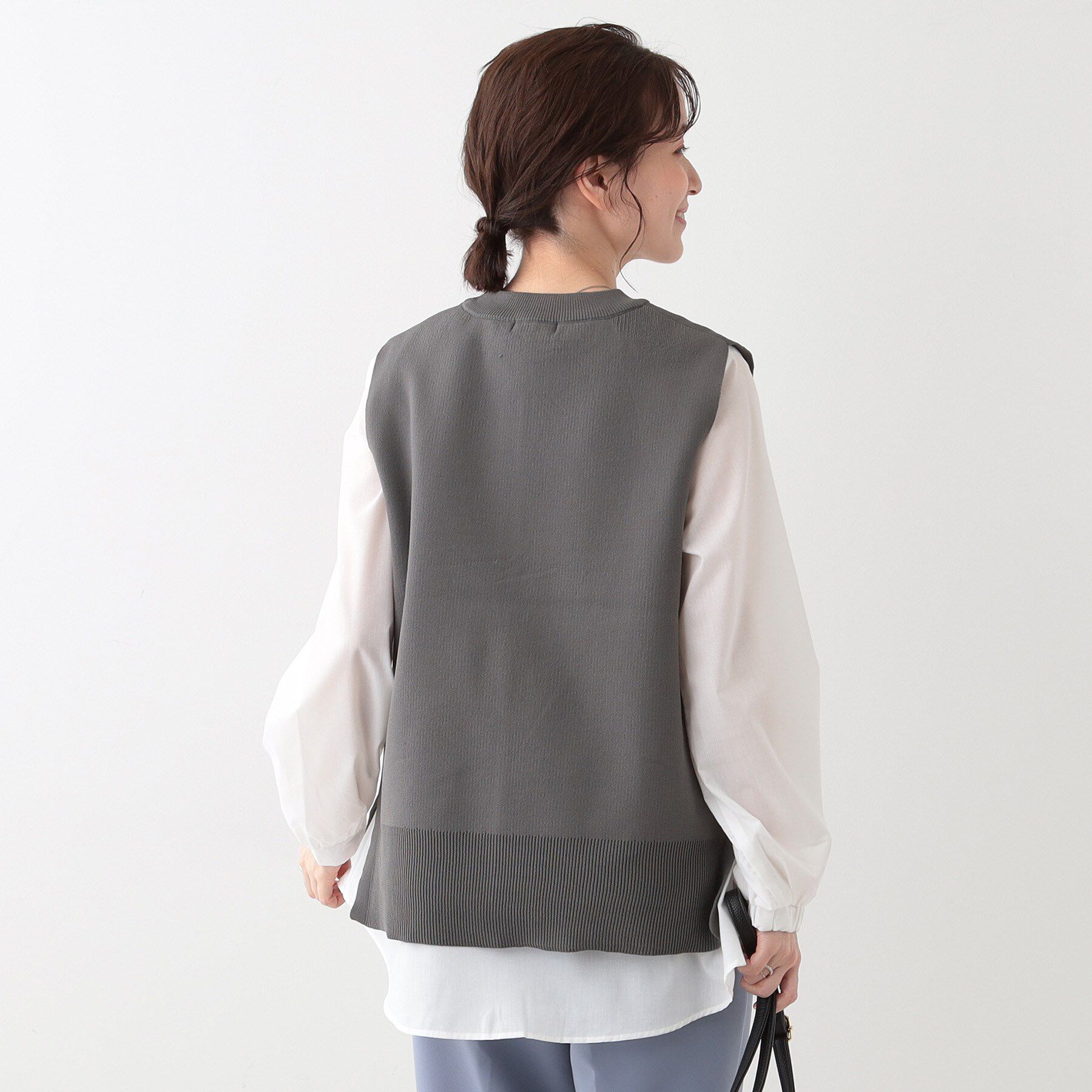 SHOO･LA･RUE「【S-LL/2点セット】着回し自在 ニットベスト＋フレアブラウス」|その他|