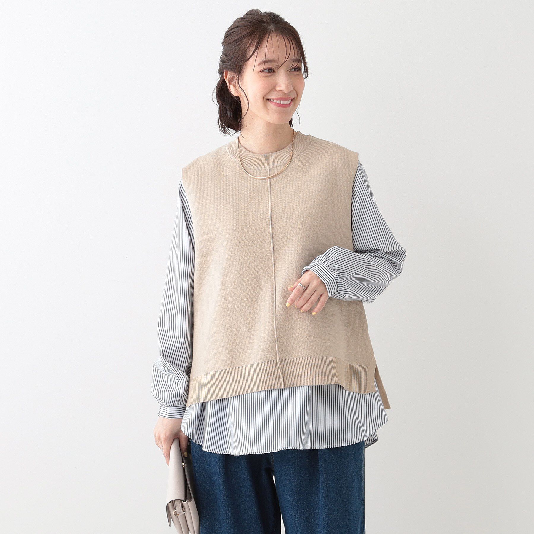 SHOO･LA･RUE「【S-LL/2点セット】着回し自在 ニットベスト＋フレアブラウス」|その他|