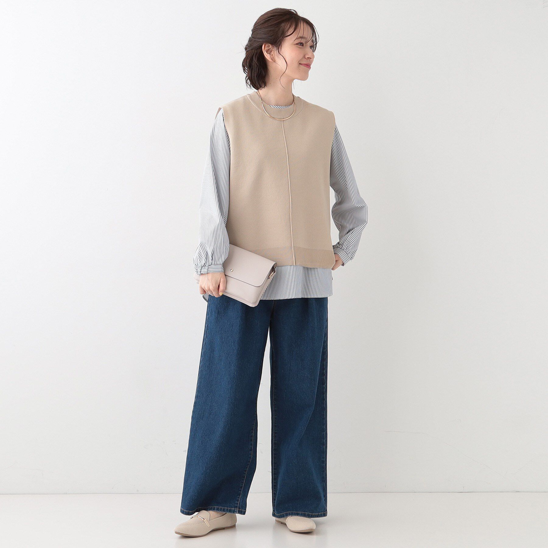 SHOO･LA･RUE「【S-LL/2点セット】着回し自在 ニットベスト＋フレアブラウス」|その他|