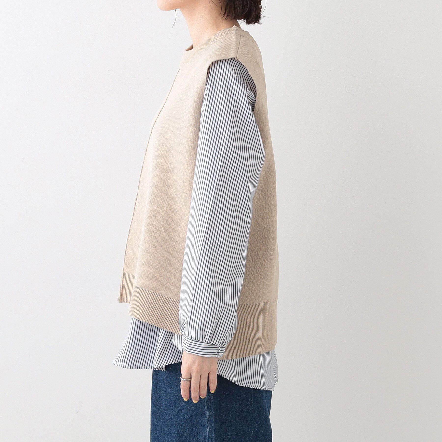 SHOO･LA･RUE「【S-LL/2点セット】着回し自在 ニットベスト＋フレアブラウス」|その他|