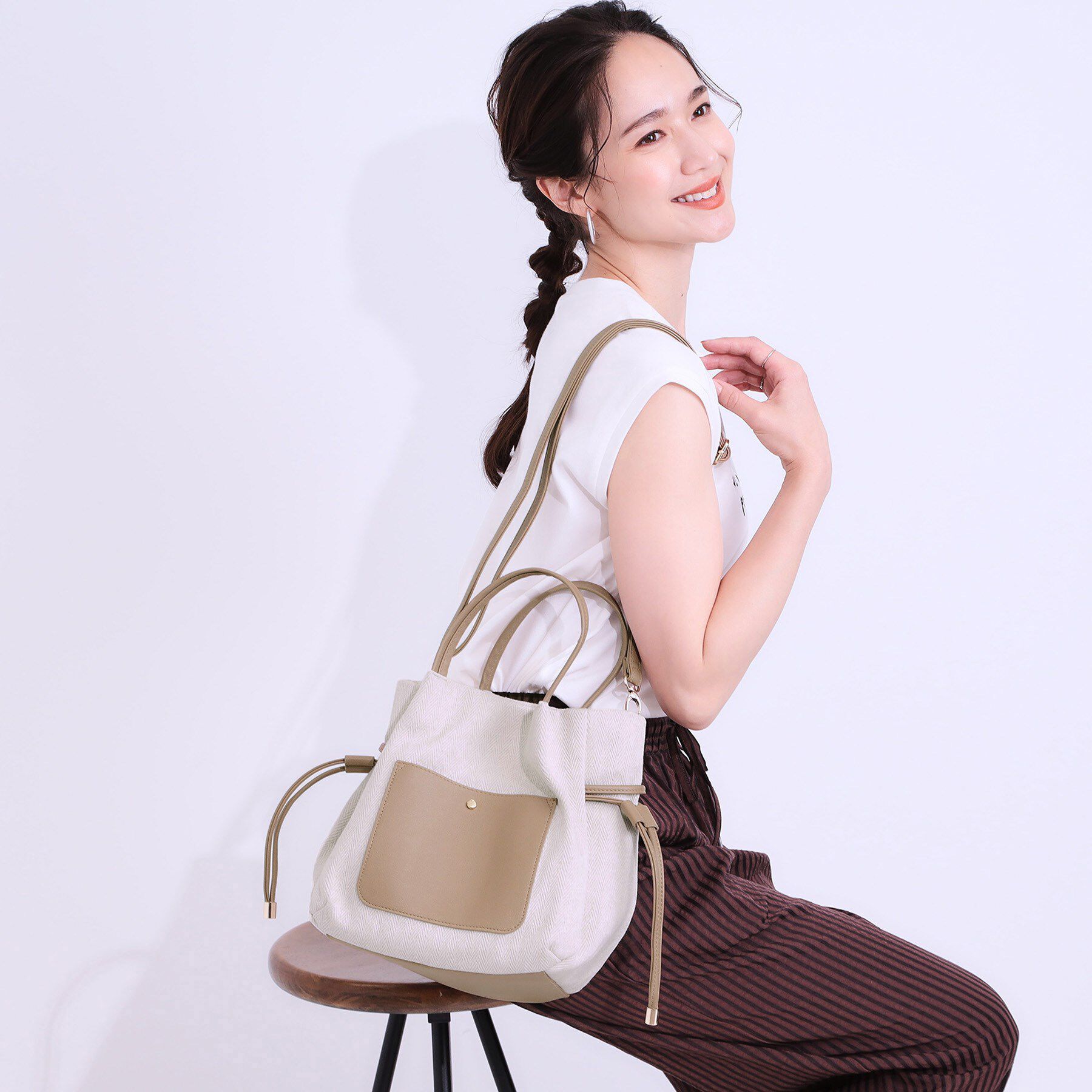 SHOO･LA･RUE「【2WAY】素材コンビトートバッグ」|トートバッグ|