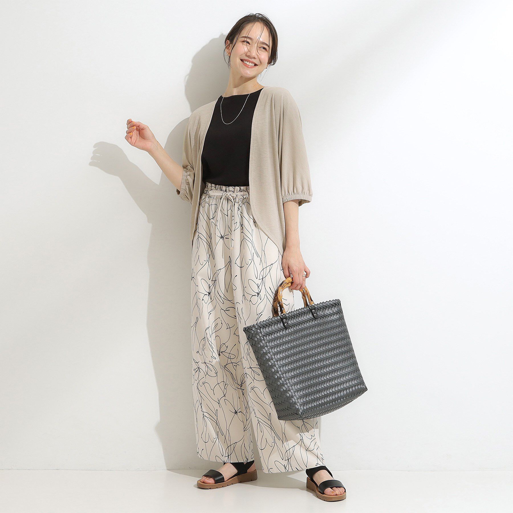 SHOO･LA･RUE「【ひんやり/UV/さらさらタッチ】女性らしさ漂う 5分袖ボレロカーディガン」|カーディガン|