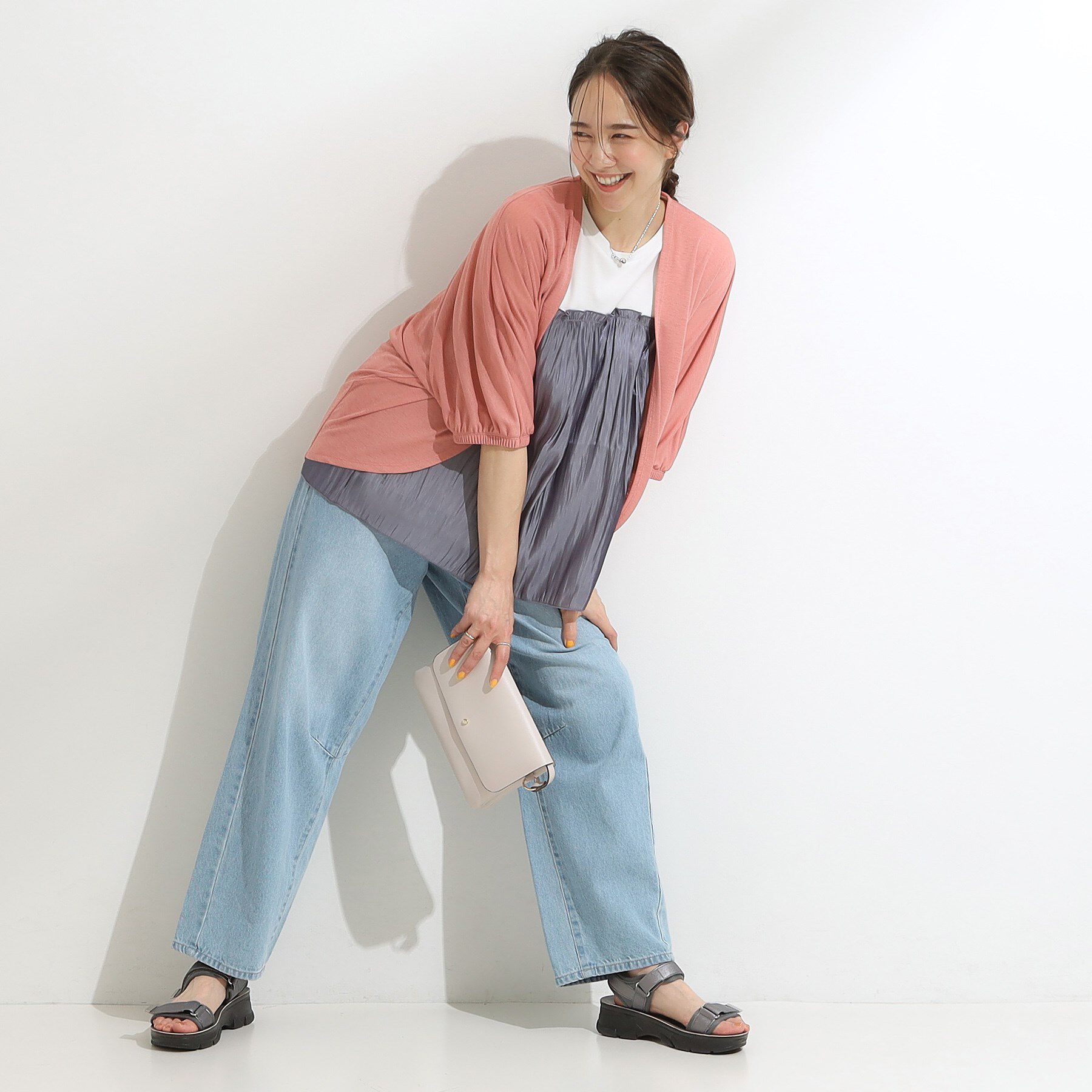 SHOO･LA･RUE「【ひんやり/UV/さらさらタッチ】女性らしさ漂う 5分袖ボレロカーディガン」|カーディガン|