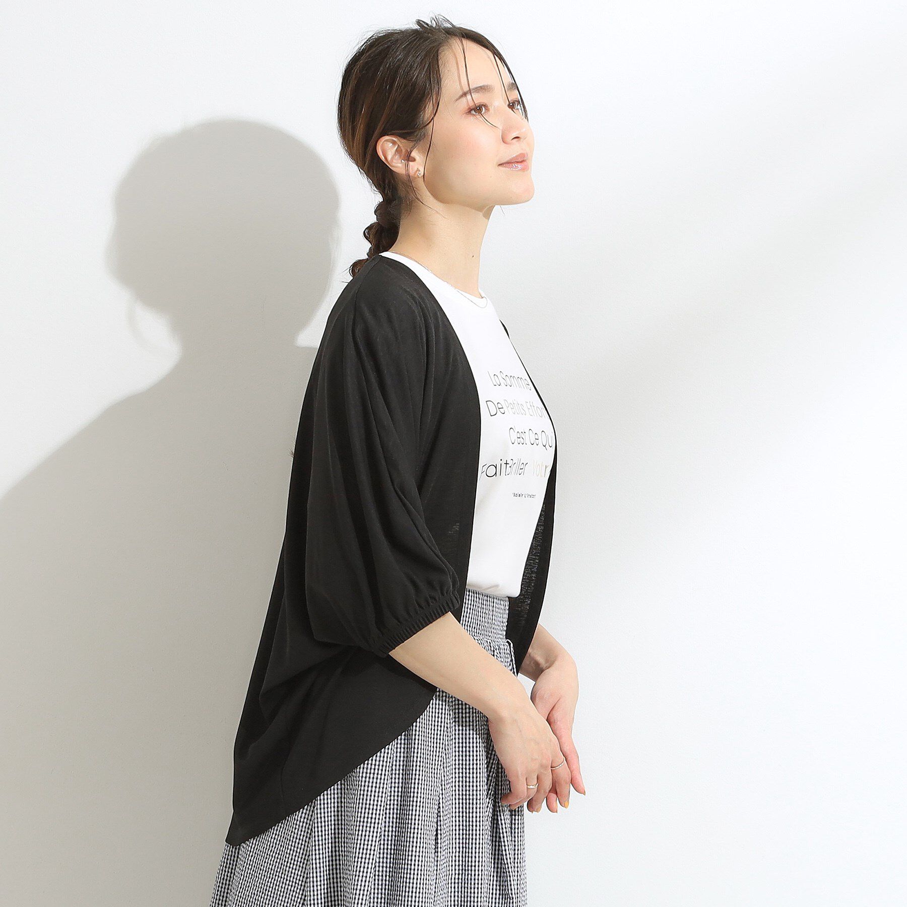 SHOO･LA･RUE「【ひんやり/UV/さらさらタッチ】女性らしさ漂う 5分袖ボレロカーディガン」|カーディガン|