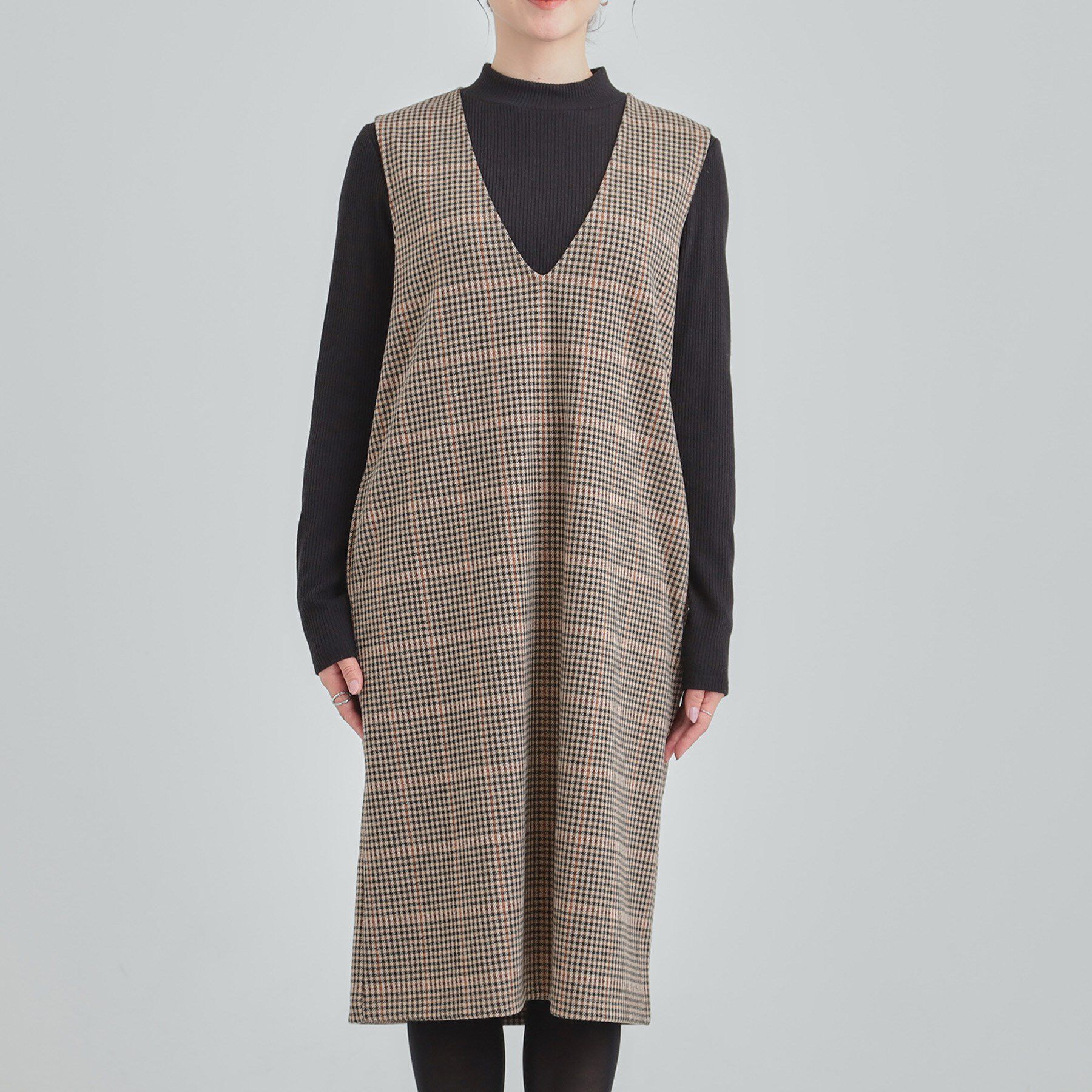 SHOO･LA･RUE「【2点セット/洗濯機可】時短でコーデが決まる ジャンドレ+リブインナー」|ワンピース|