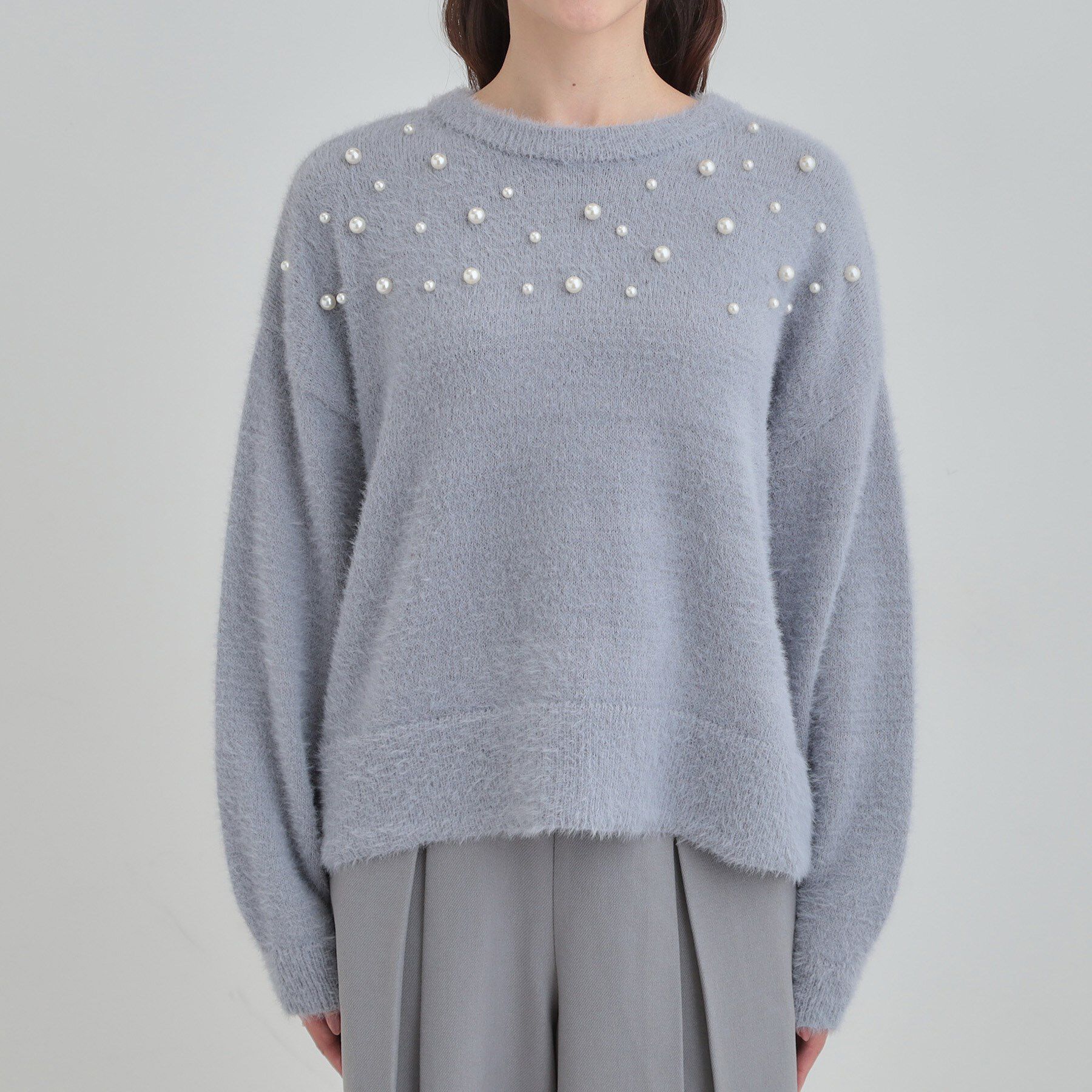 SHOO･LA･RUE「大人きらめく ふわふわパール調ニット」|ニット・セーター|