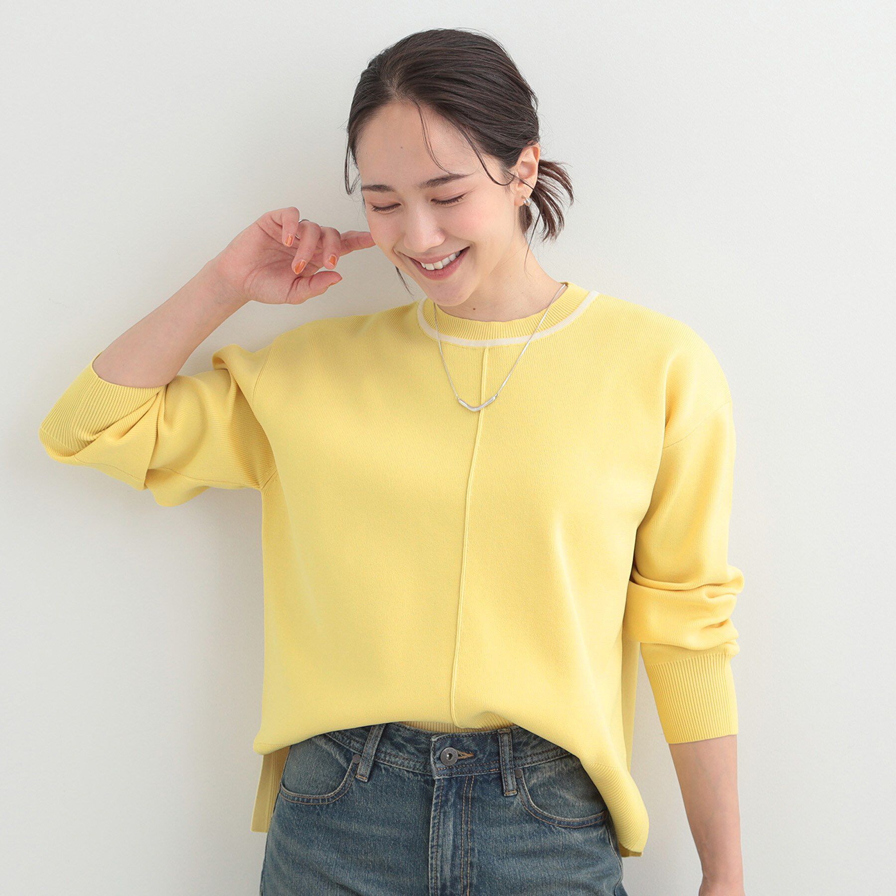 SHOO･LA･RUE「【洗濯機可/S-LL】体型カバーが叶う スポンディッシュ パイピングニット」|ニット・セーター|