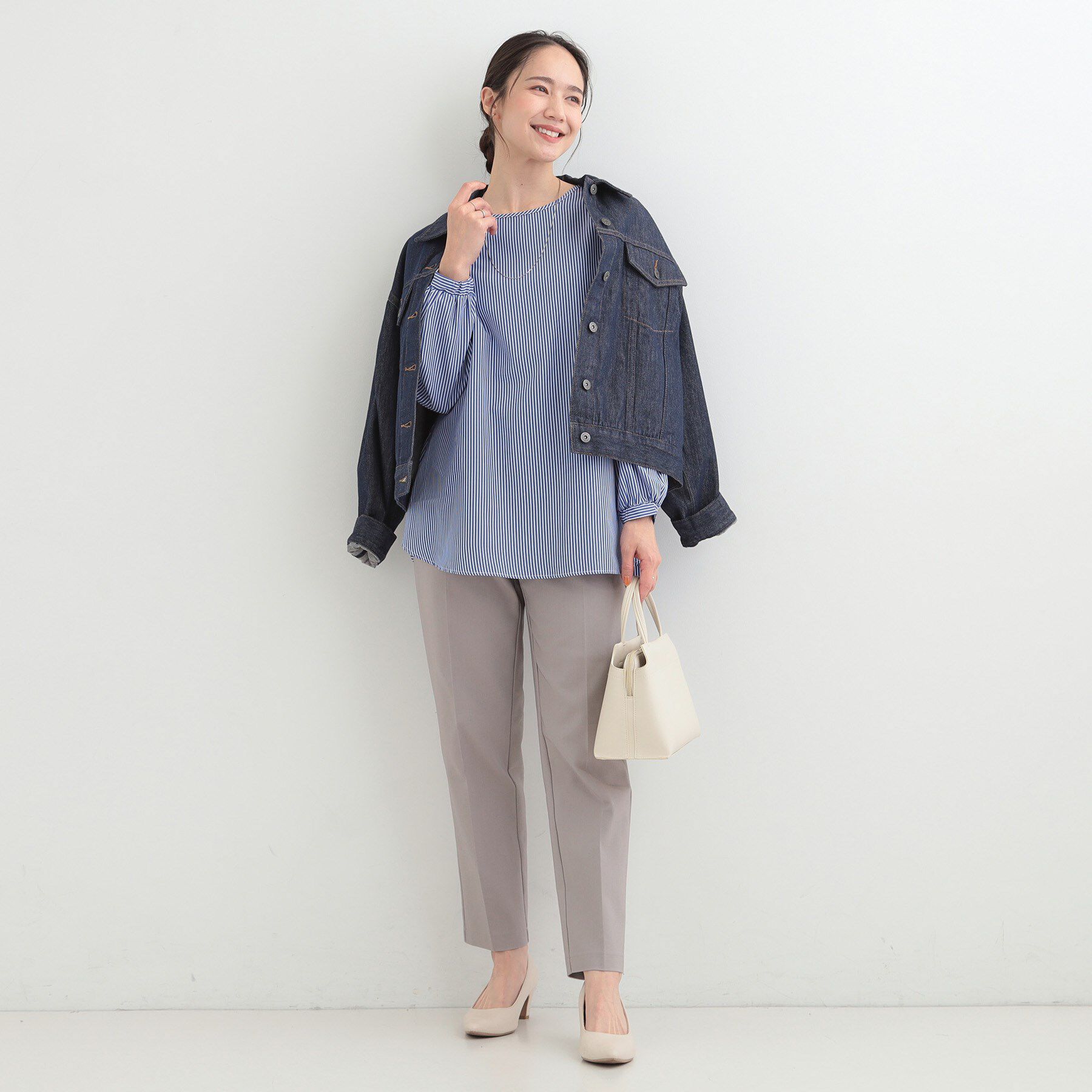 SHOO･LA･RUE「【2点セット/S-LL/洗濯機可】軽くてきれい見え ニットベスト＋ブラウス」|ニット・セーター|