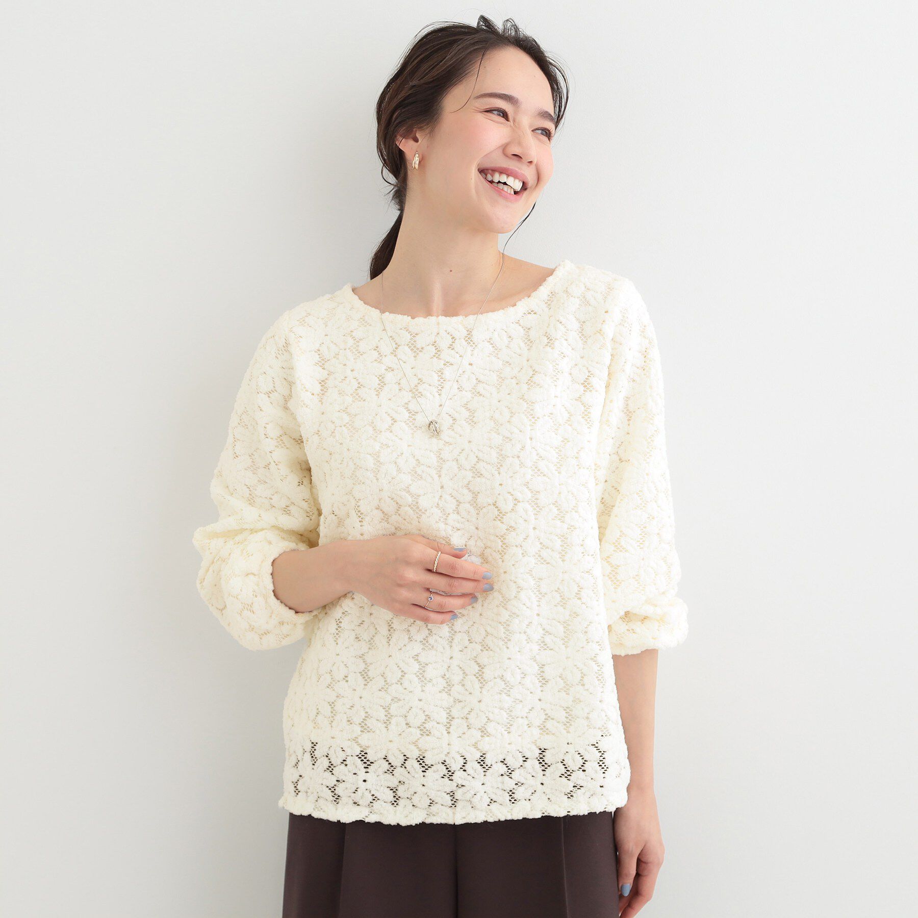 SHOO･LA･RUE「お花起毛レーストップス」|シャツ・ブラウス|