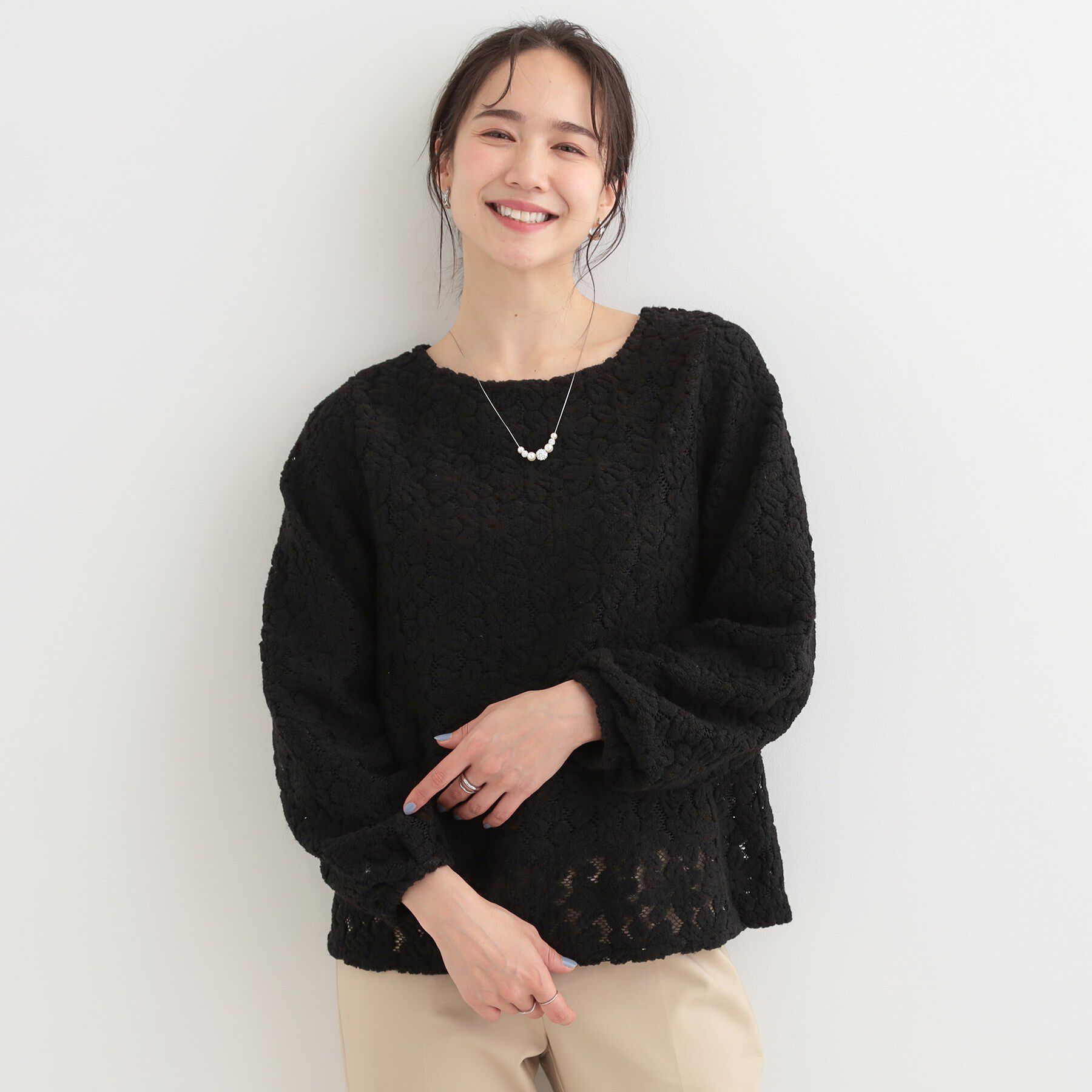 SHOO･LA･RUE「お花起毛レーストップス」|シャツ・ブラウス|