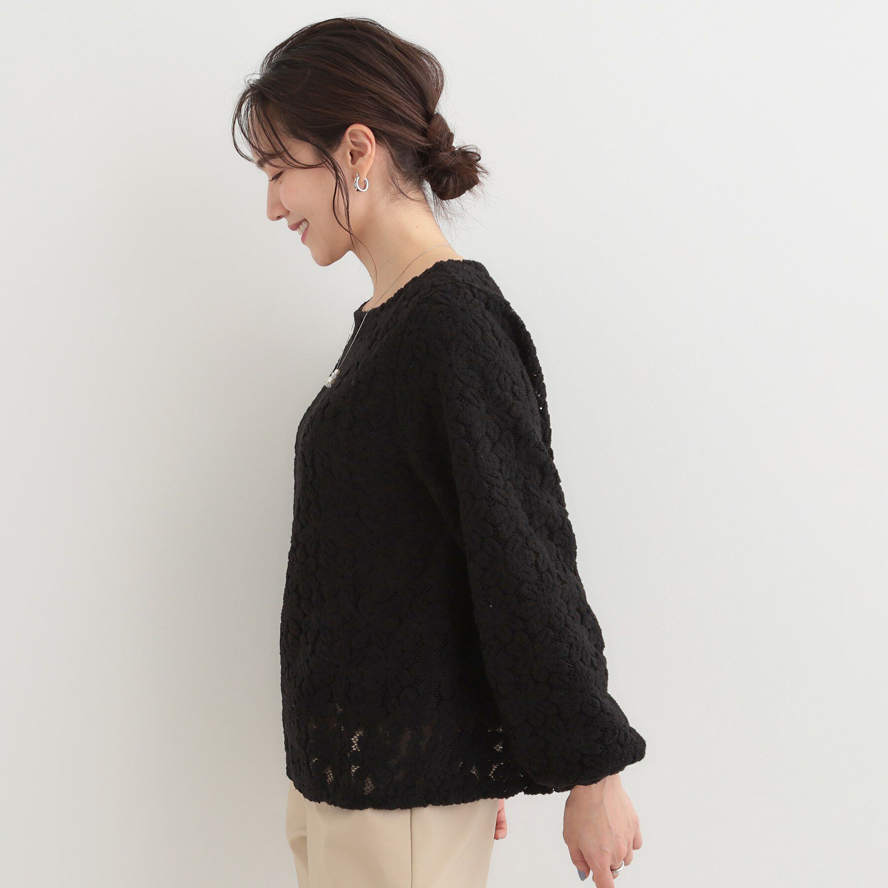 SHOO･LA･RUE「お花起毛レーストップス」|シャツ・ブラウス|