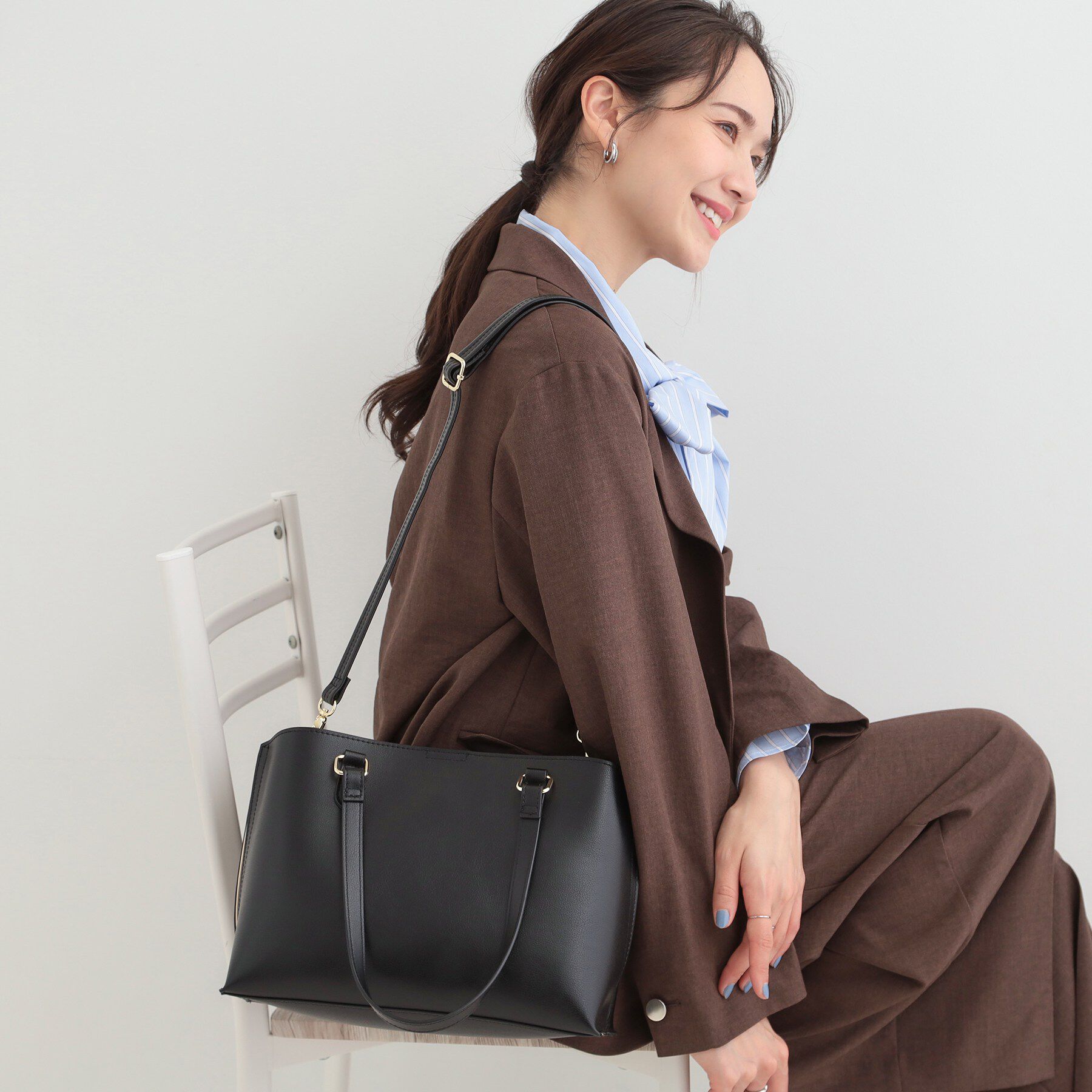 SHOO･LA･RUE「サイド配色トートバッグ」|トートバッグ|ブラック(019)