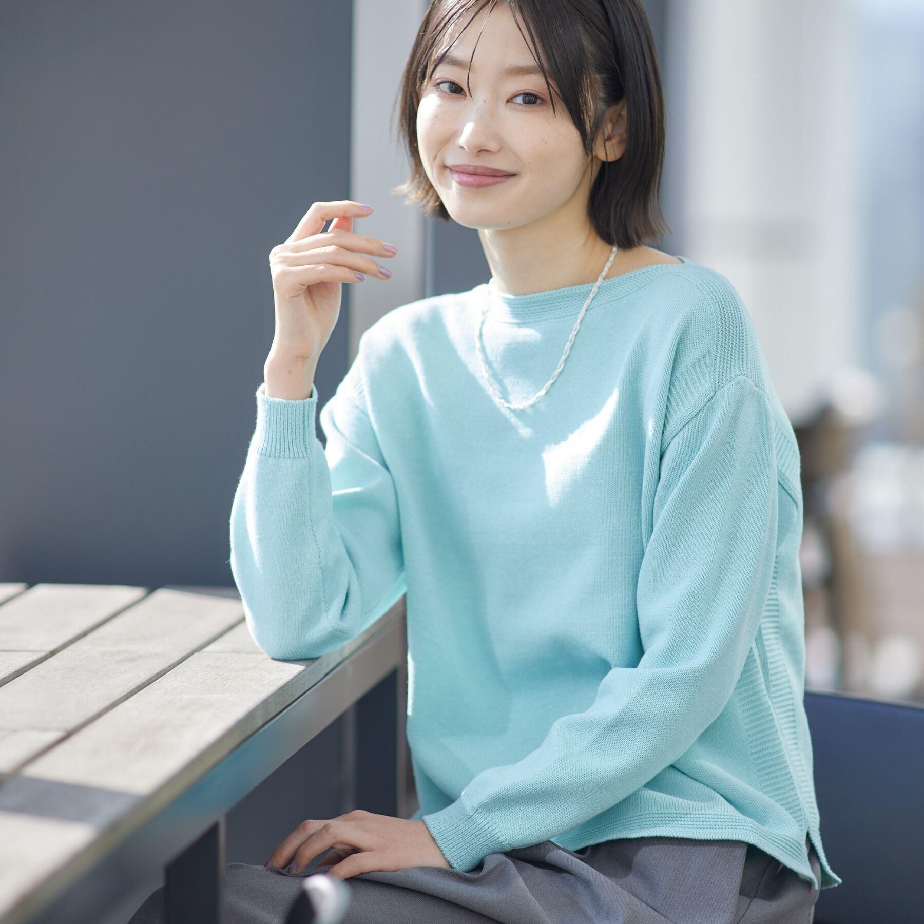 Dessin「【洗える】ミドルゲージボートネックカラーニット」|ニット・セーター|