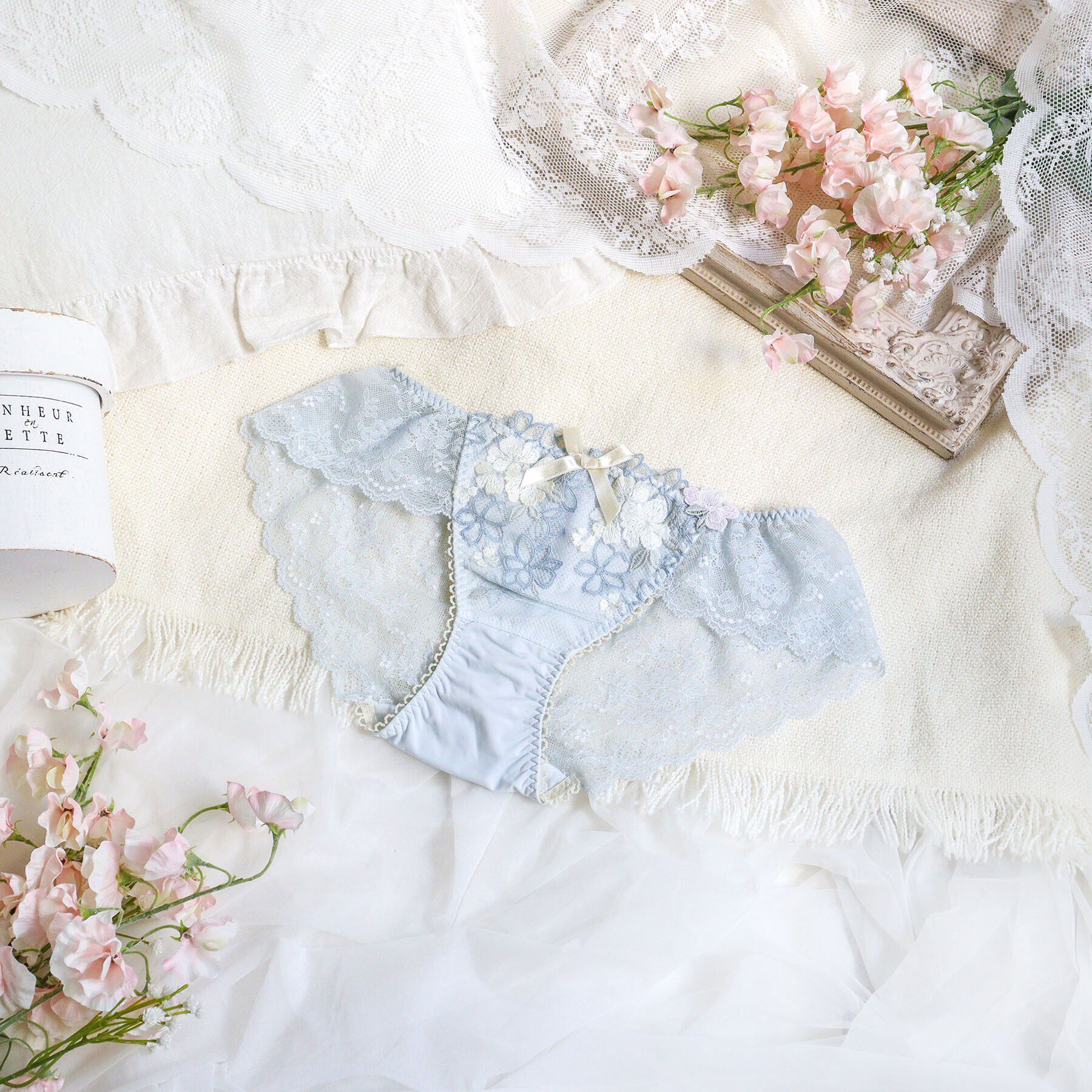 Risa Magli「フロール レースショーツ」|インナー|サックスブルー(09