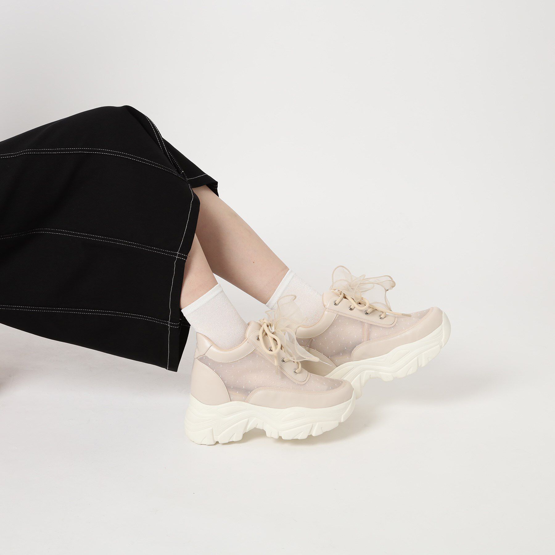 ESPERANZA「きゅんフィットインソールチュールリボンスニーカー」|スニーカー|