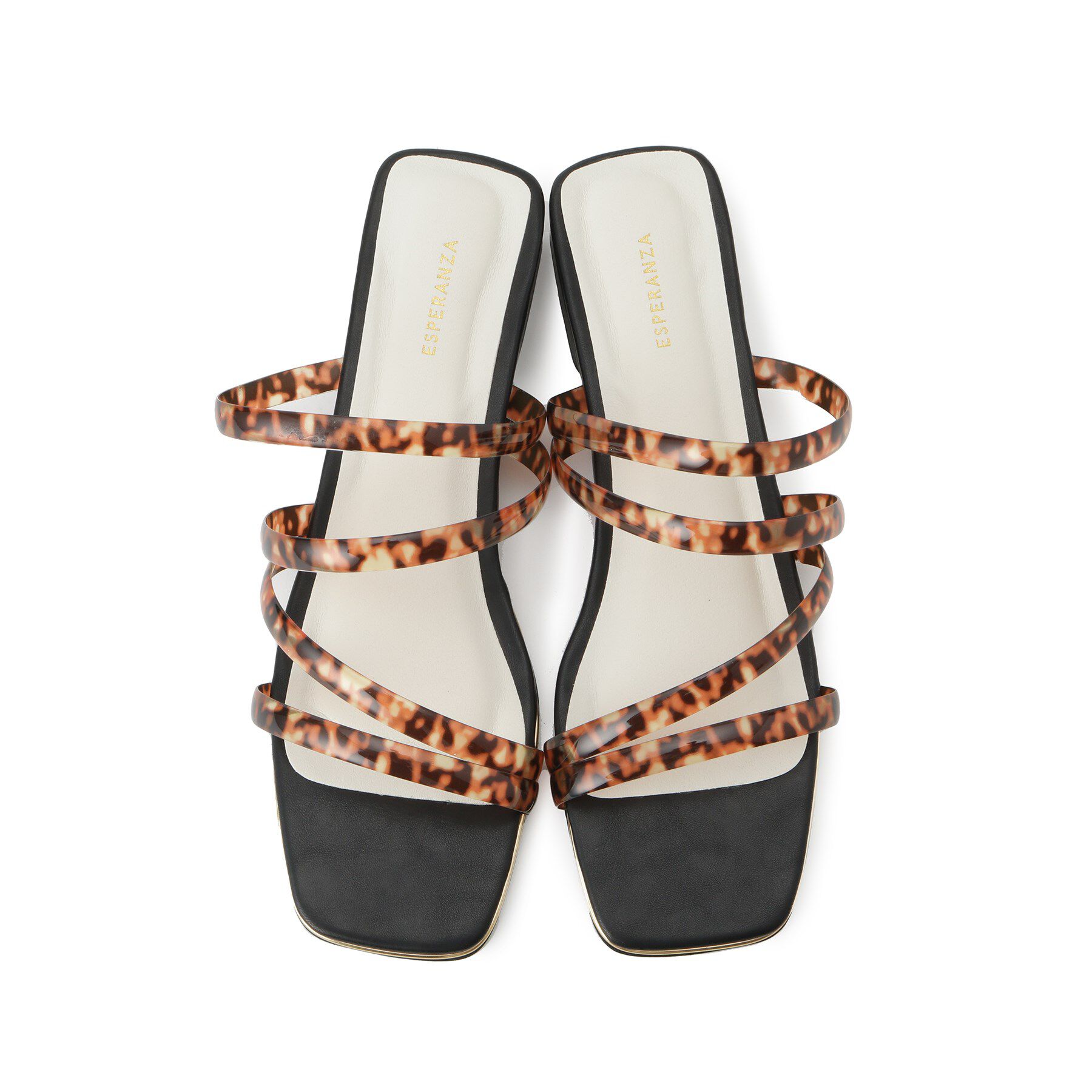 ESPERANZA「スクエアトゥクリアフラットヒールミュール」|サンダル|