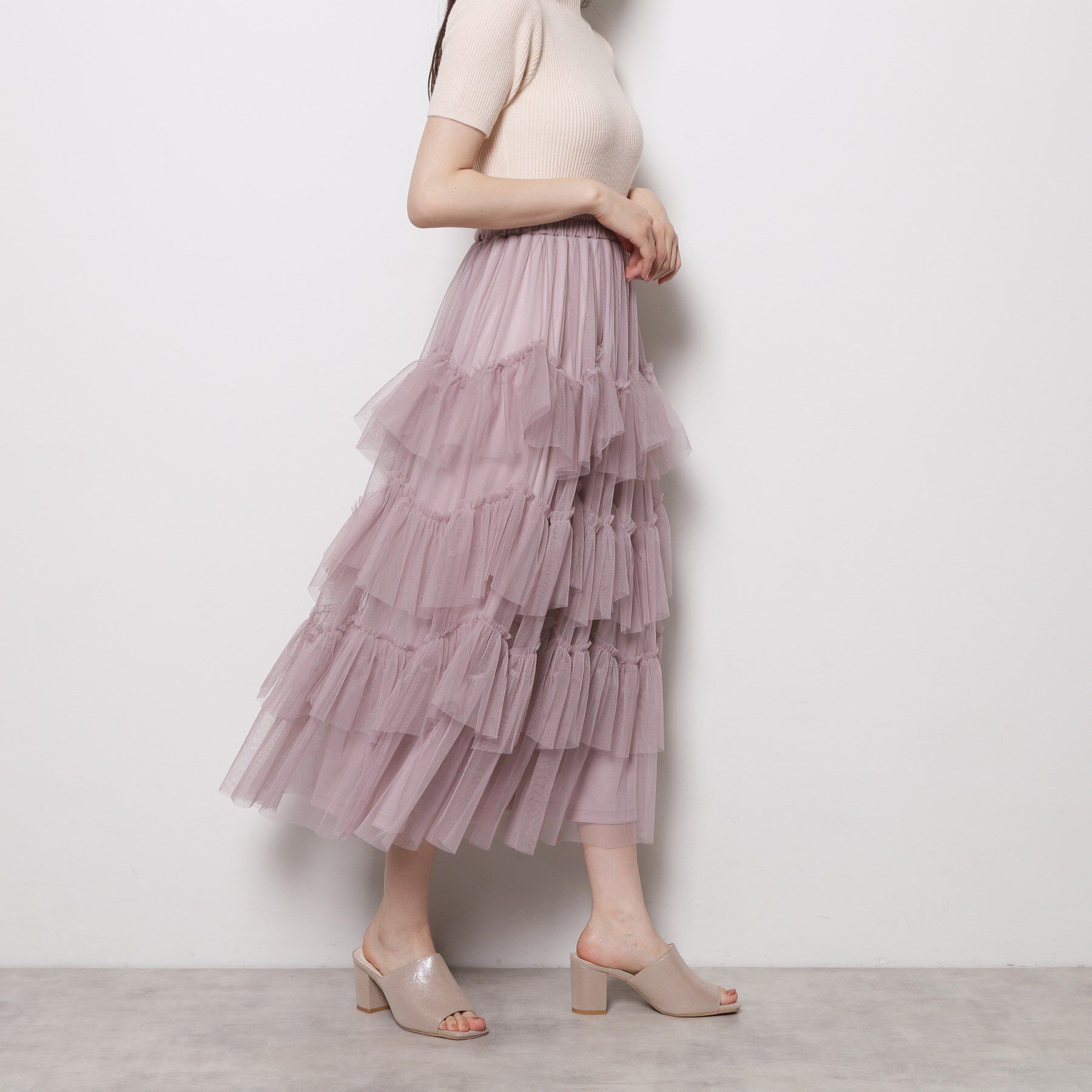 ESPERANZA「スクエアトゥブロックヒールミュール」|サンダル|